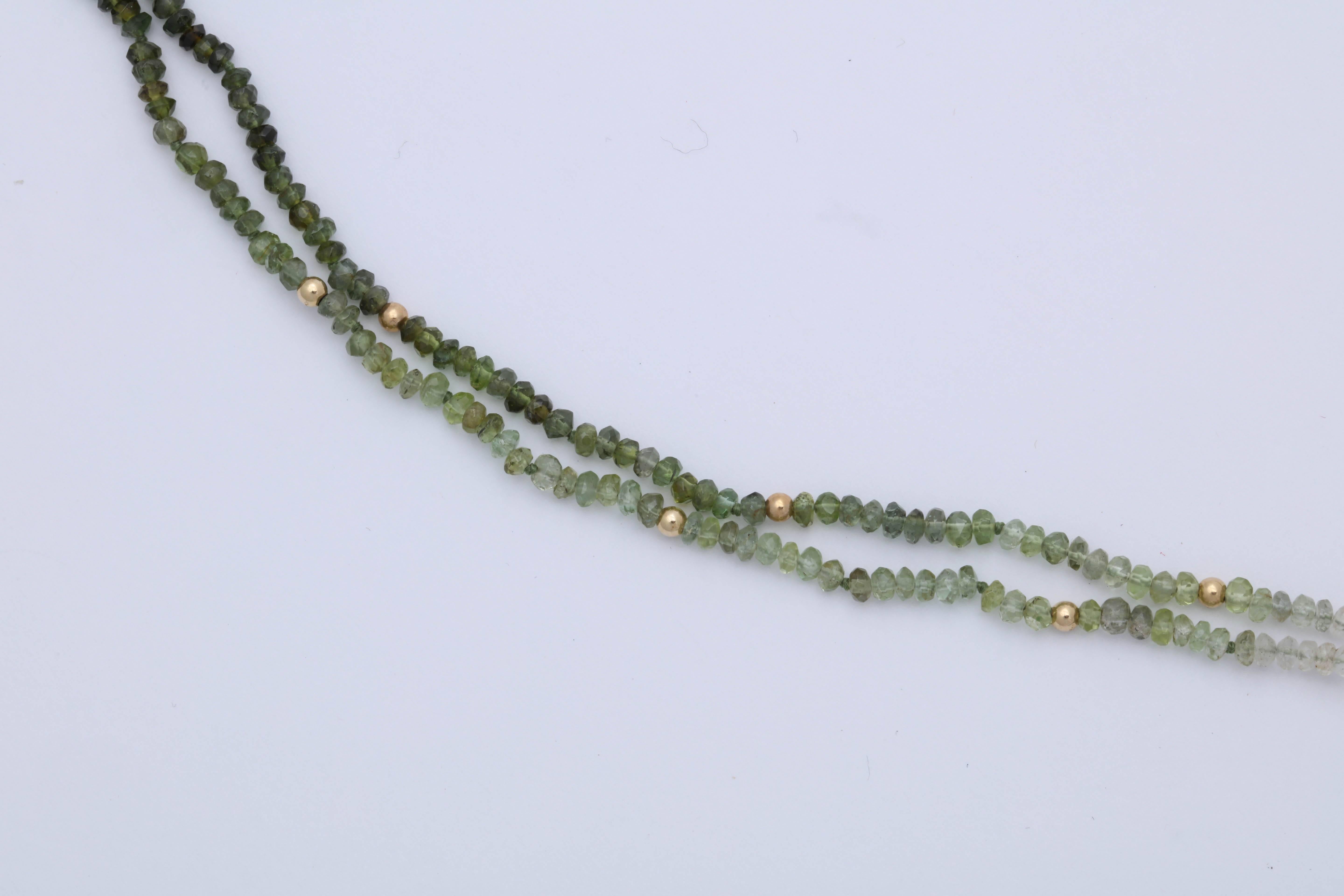 Green Tourmaline Bead and Cabochon Necklace In New Condition For Sale In TRYON, NC