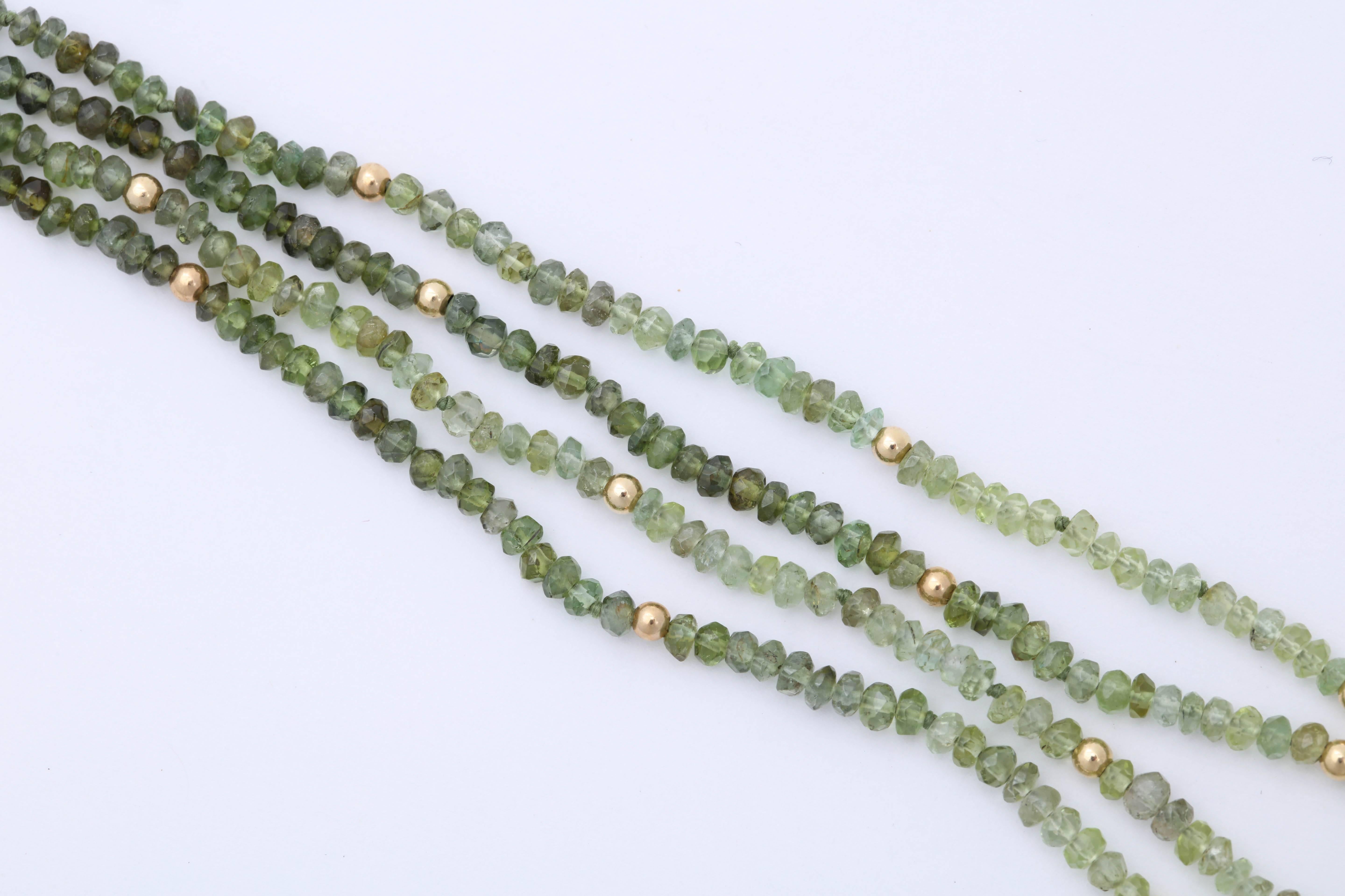 Green Tourmaline Bead and Cabochon Necklace For Sale 2