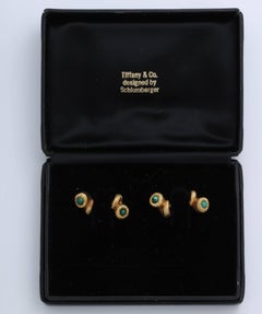 Schluzzmberger Tiffany & Co. Malachite Cornucopia Cuff Link Set