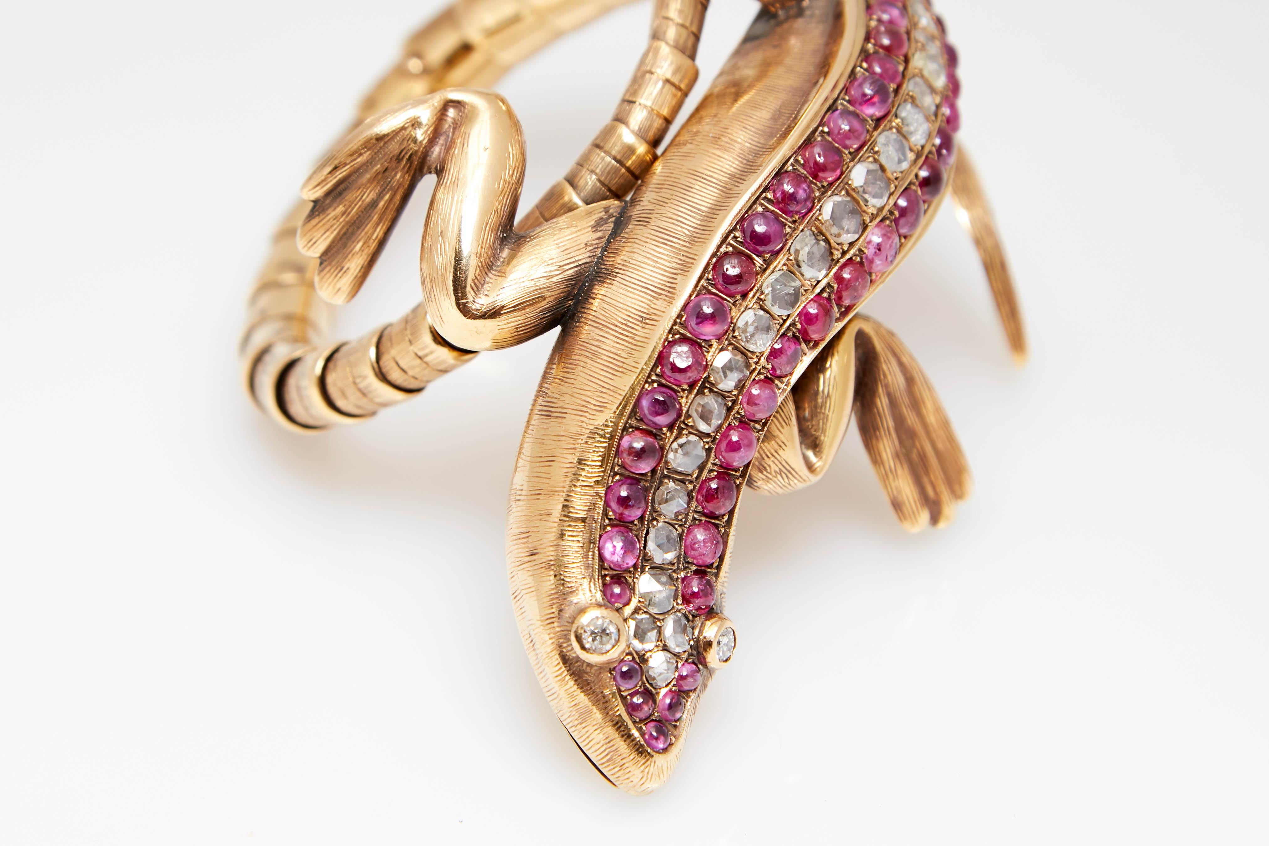 Codognato Salamander Rubin-Diamant-Armband Damen im Angebot