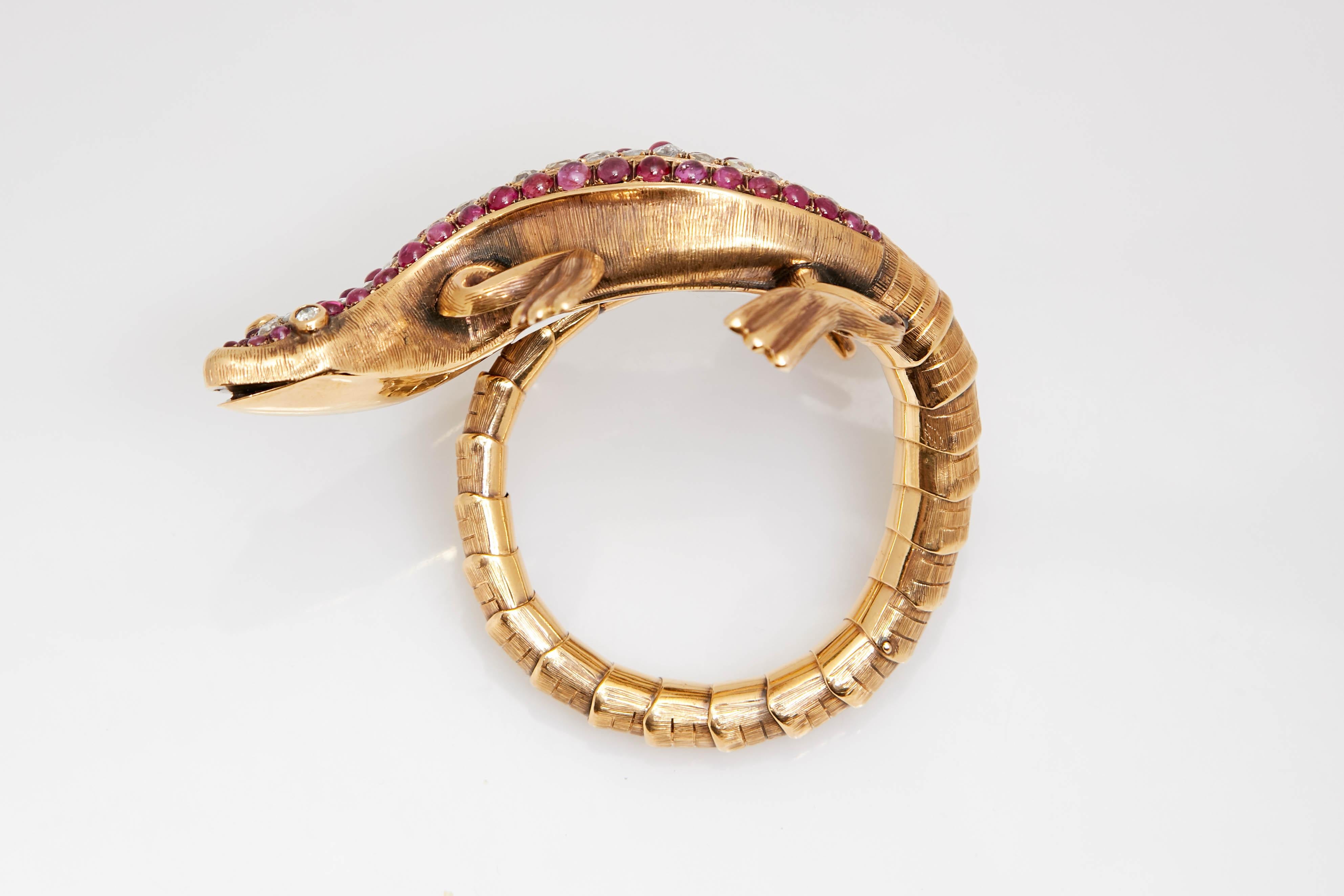 Codognato Salamander Ruby Diamond Bracelet In Good Condition For Sale In New York, NY