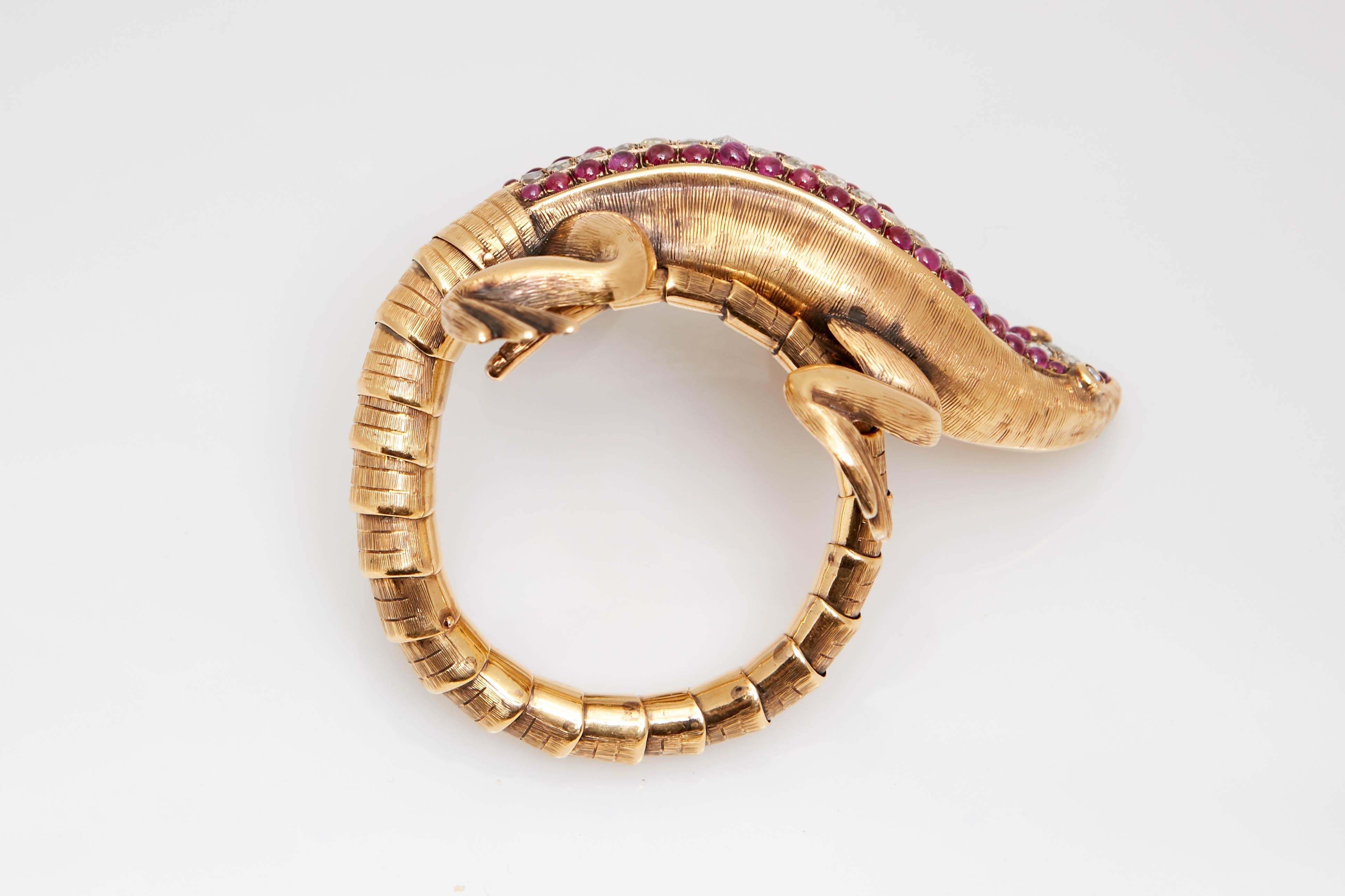 Women's Codognato Salamander Ruby Diamond Bracelet For Sale