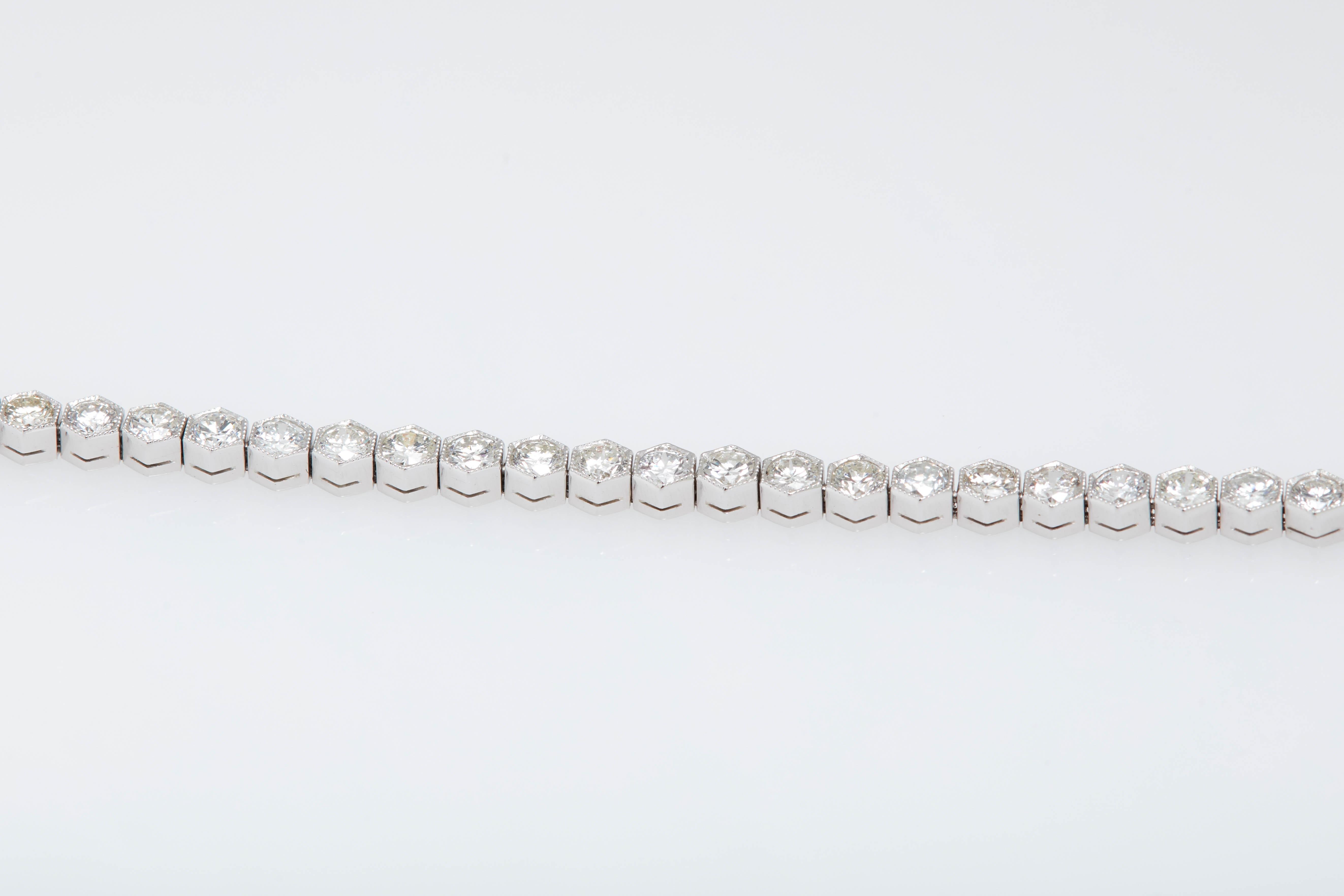 Women's Art Deco Tennis Diamond Platinum Bracelet