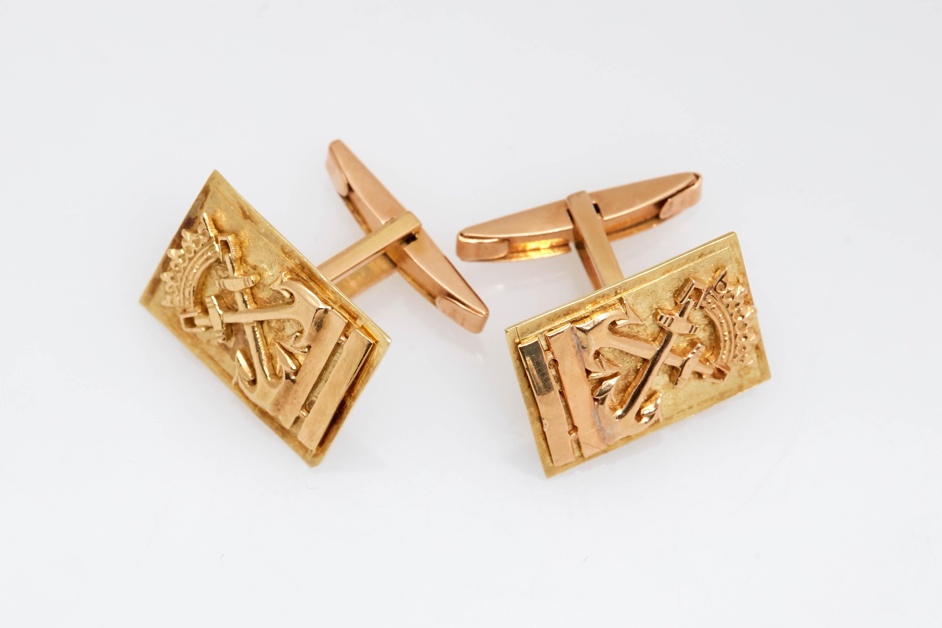 Gold Anchor Cufflinks For Sale 1