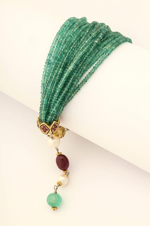 Unique Emerald ruby and Pearl Bead Bracelet For Sale at 1stDibs ...