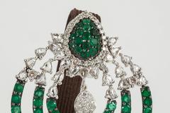 Chand Bali Emerald Diamond Gold Drop Earrings