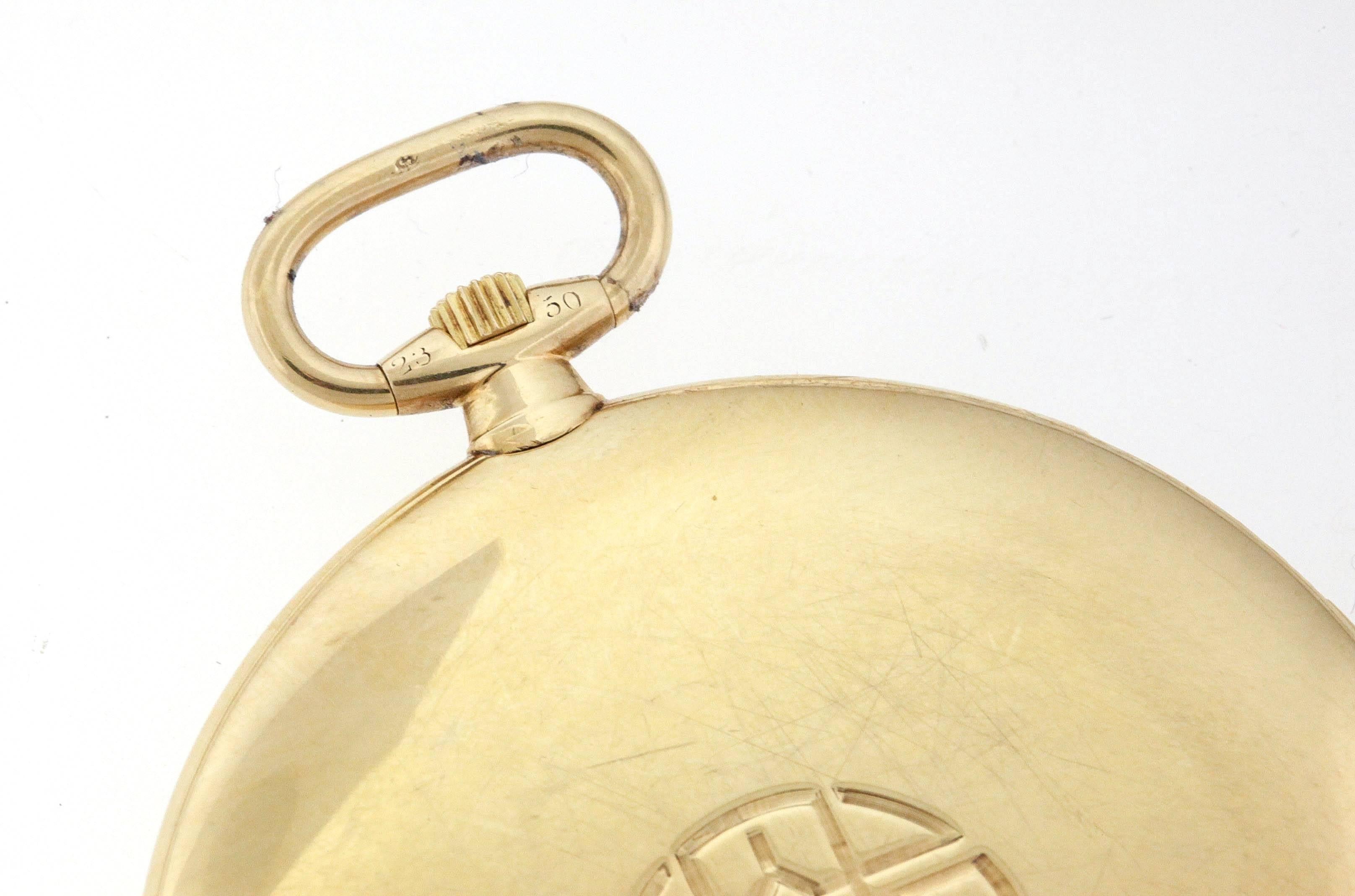 Art Deco Cartier Yellow Gold Minute Repeater Pocket Watch