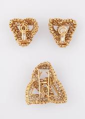 Boucheron Stunning Diamond Gold Earrings and brooch