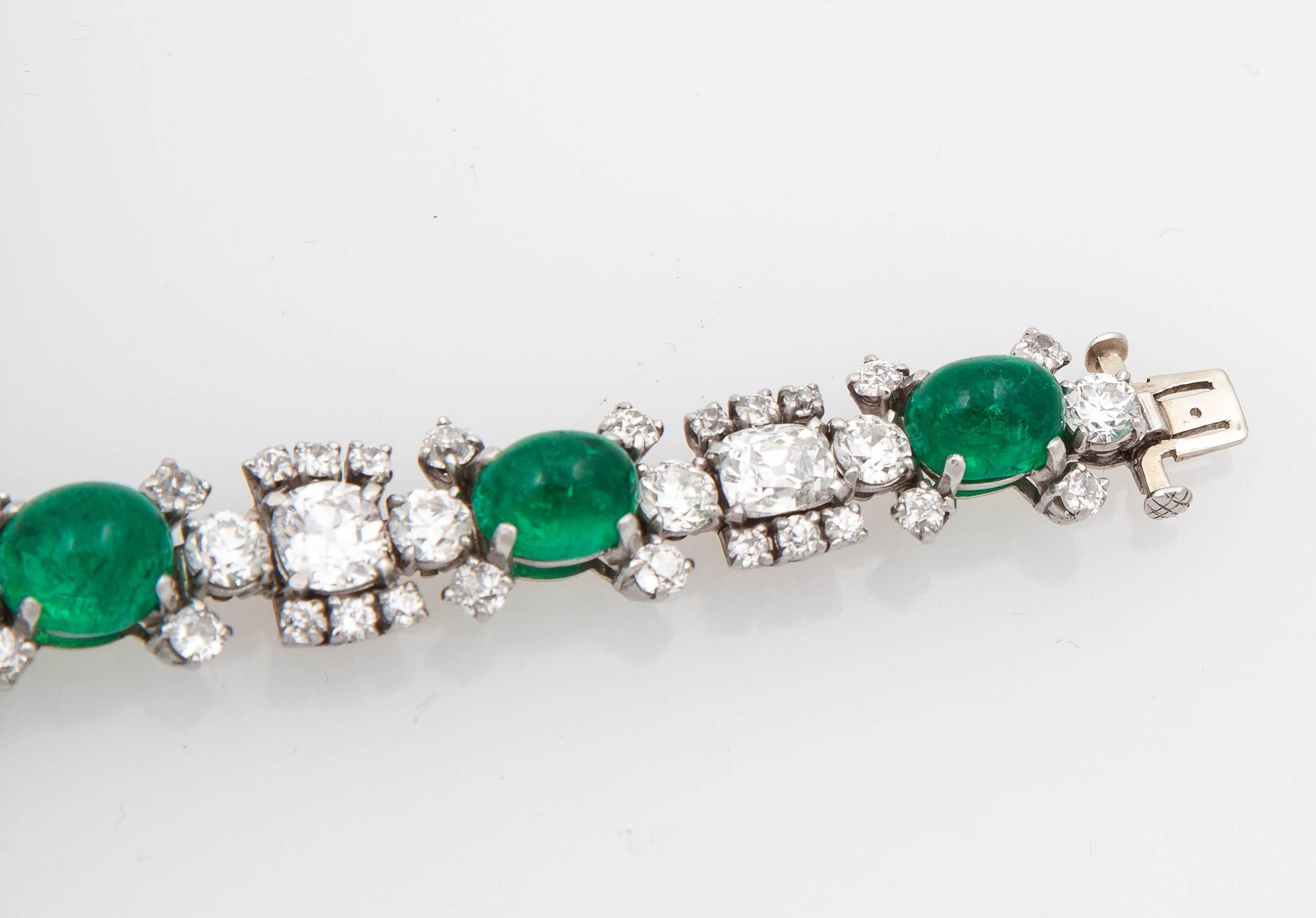 Women's Stunning Raymond Yard Emerald Diamond Platinum Bracelet