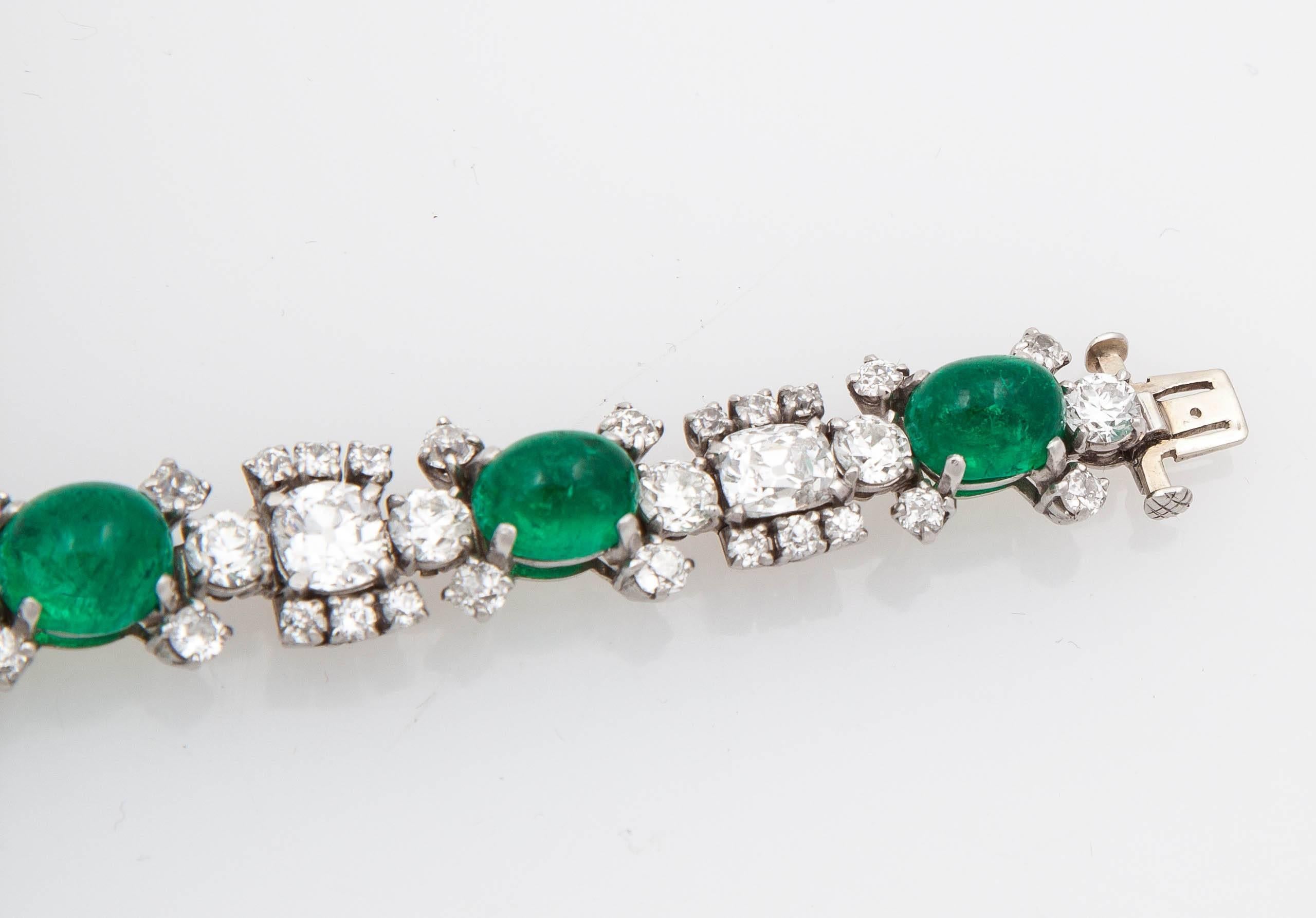 Women's Stunning Raymond Yard Emerald Diamond Platinum Bracelet For Sale