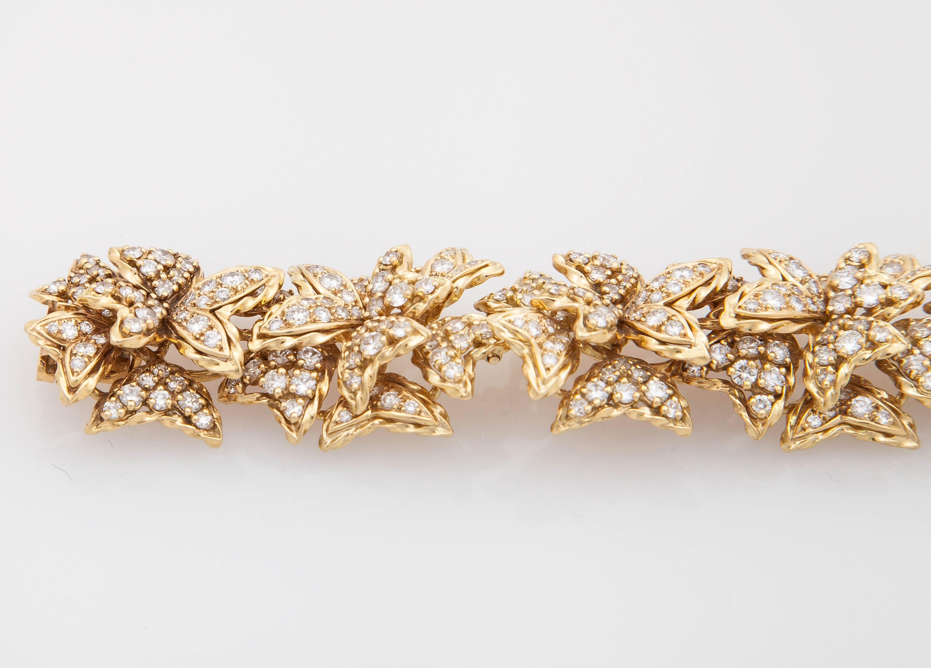Stunning Hammerman Brothers bracelet designed as a round-shaped brilliant cut diamonds weighing 24.16 carats, mounted in 18k yellow gold.