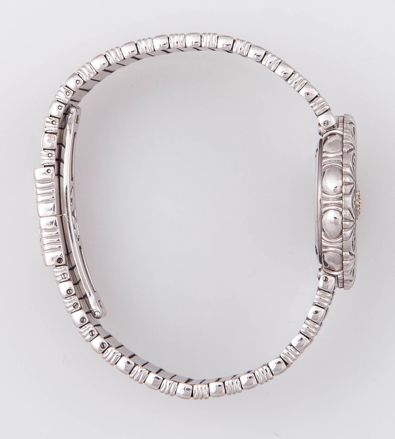 Buccellati White Gold ELIO Bukhara Engraved Quartz Wristwatch In New Condition In New York, NY