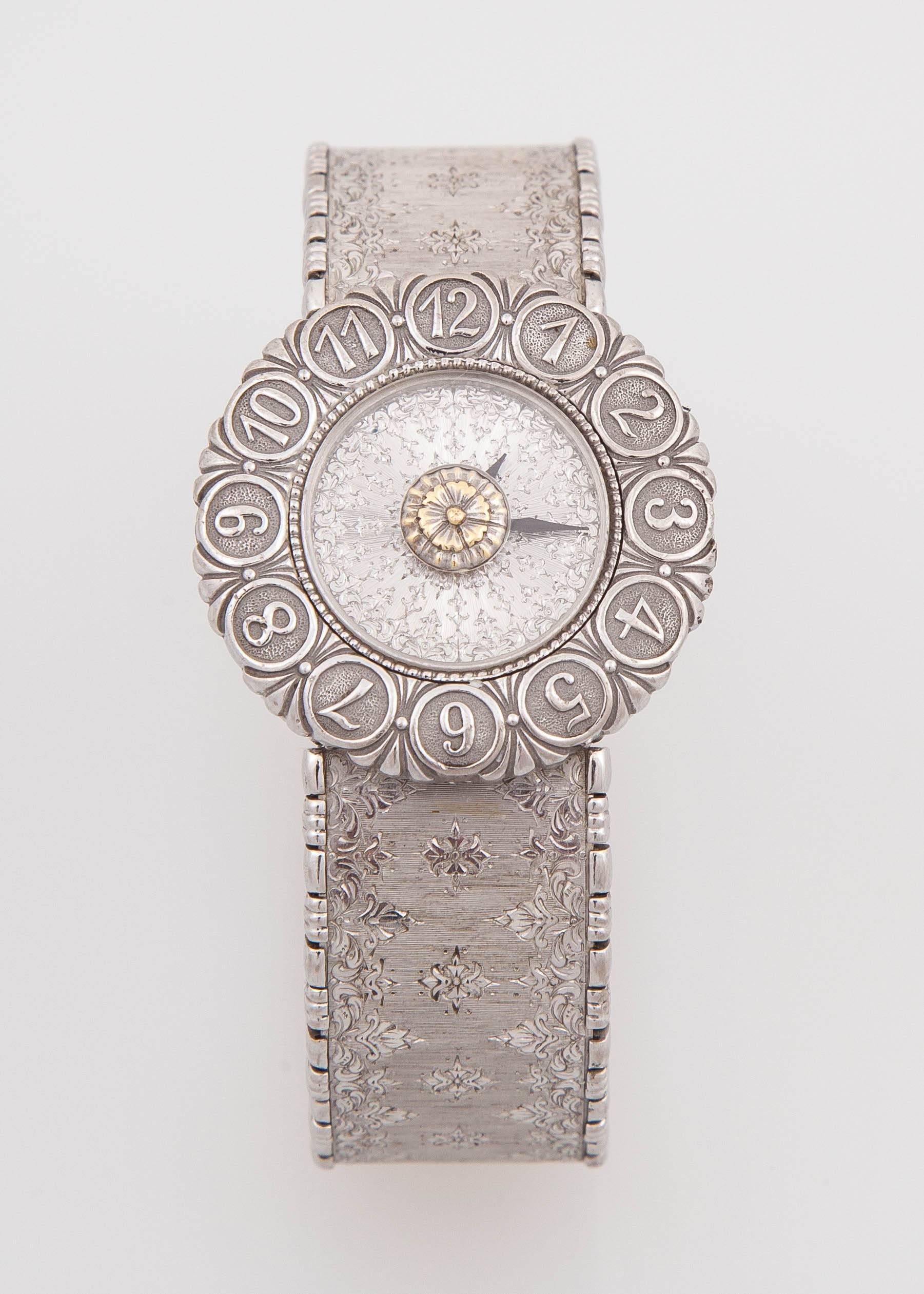 Buccellati White Gold ELIO Bukhara Engraved Quartz Wristwatch 1