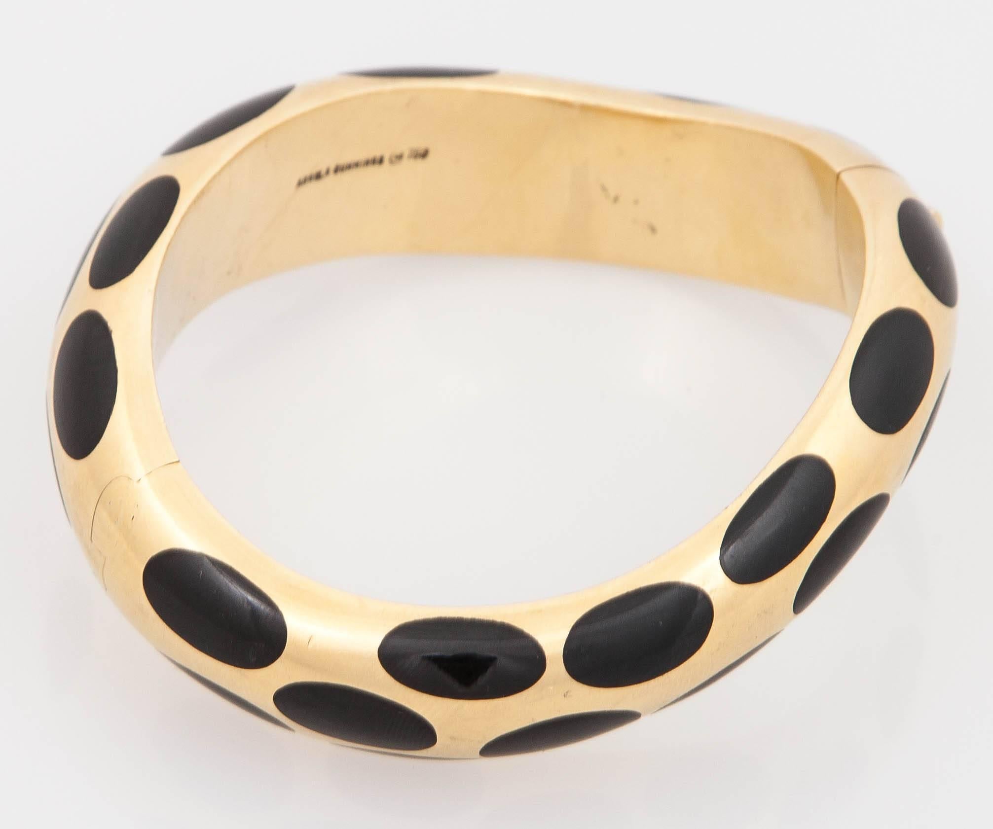 Tiffany & Co. Angela Cummings Onyx Gold Bangle  In Excellent Condition In New York, NY