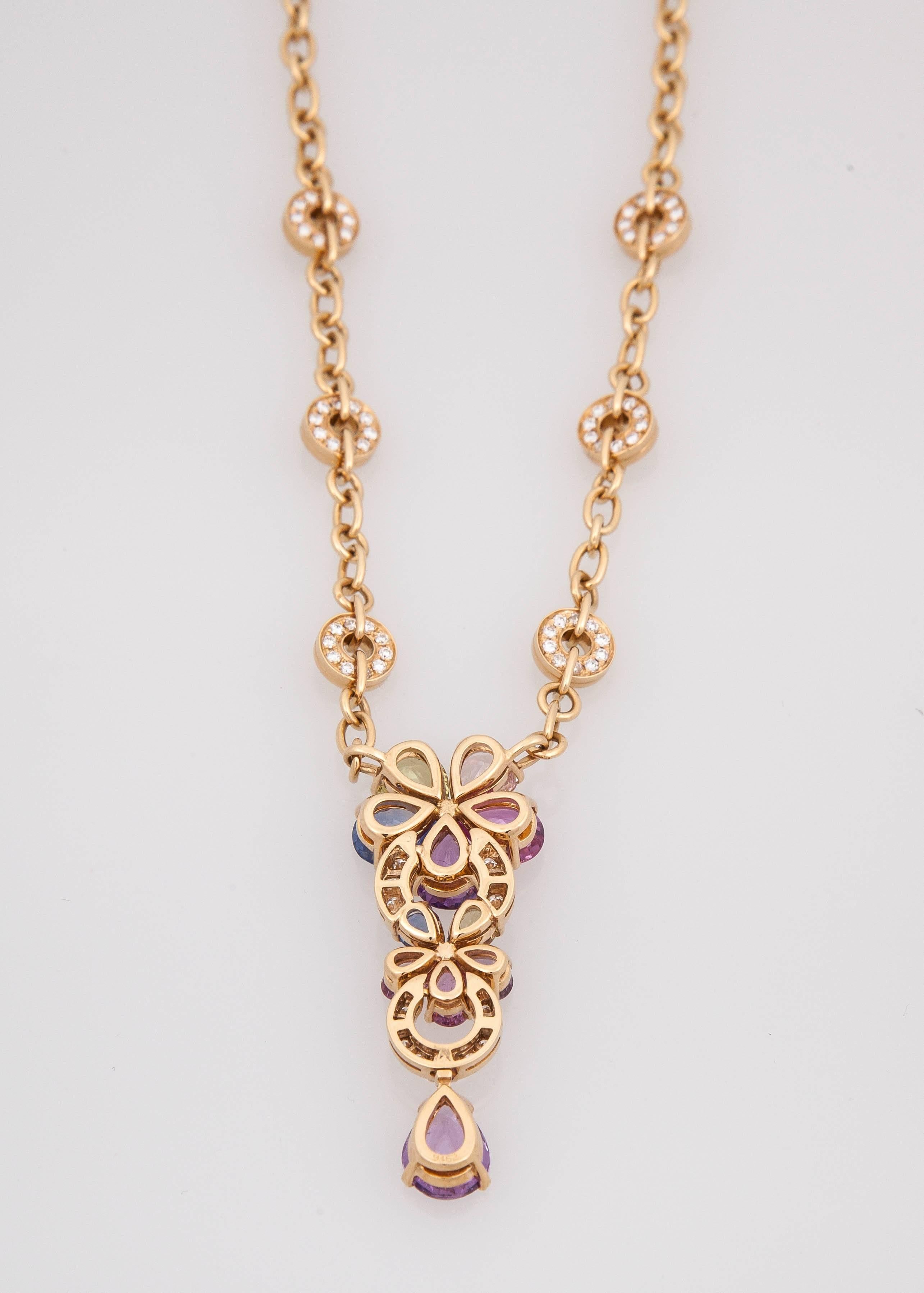 Bulgari Multicolored Sapphire and Diamond Necklace at 1stDibs | debbie ...