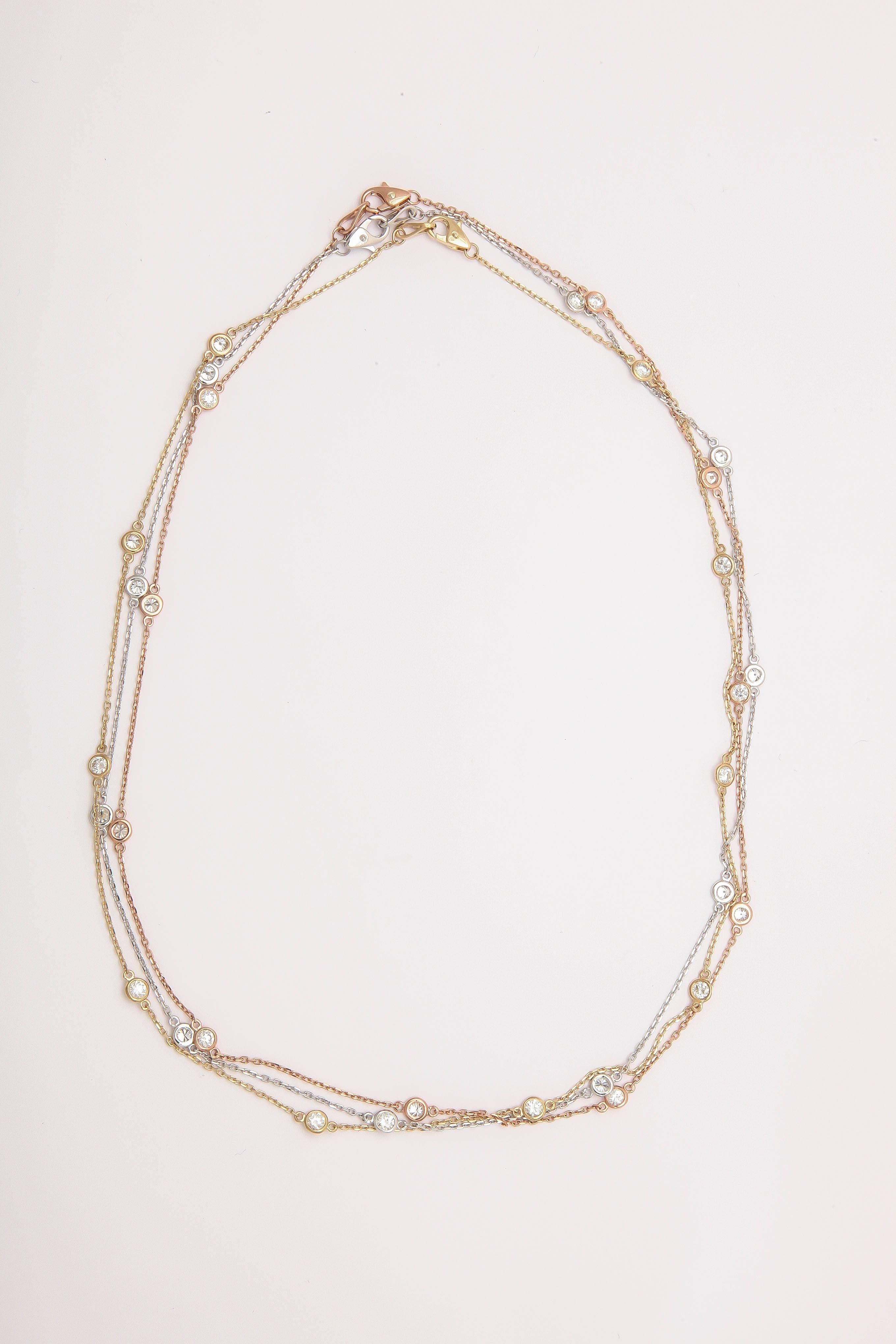 Contemporary Diamond Gold Chain Necklace For Sale