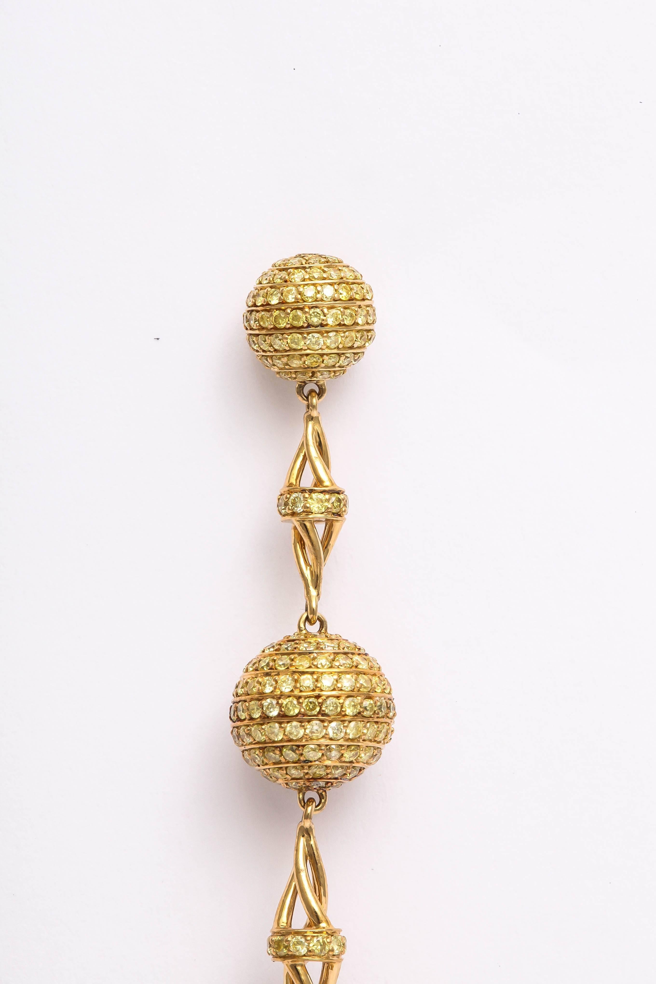 Women's Out of This World Yellow Diamond Dangling Earrings For Sale