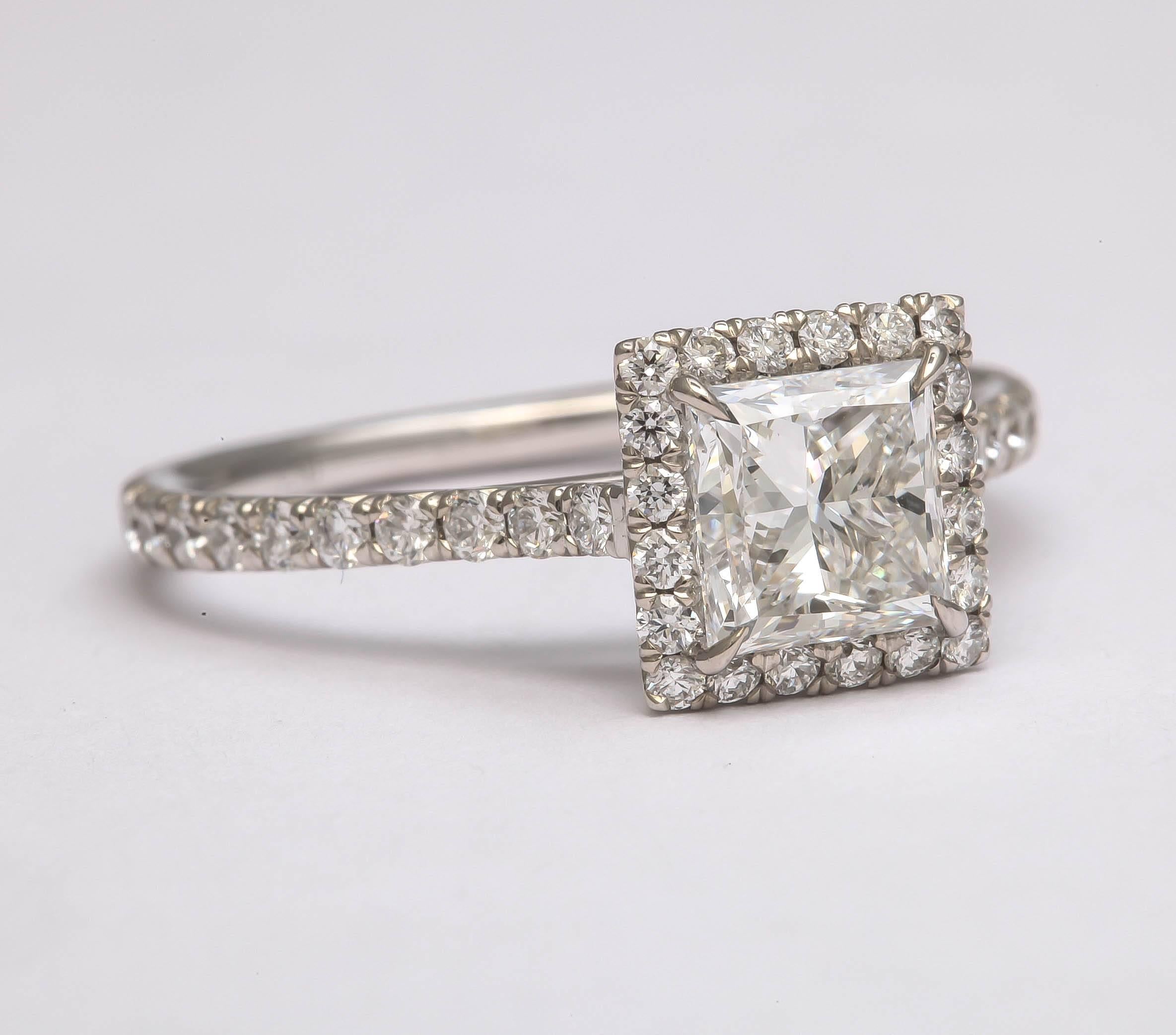Dazzling Princess Cut Halo Ring In New Condition For Sale In TRYON, NC