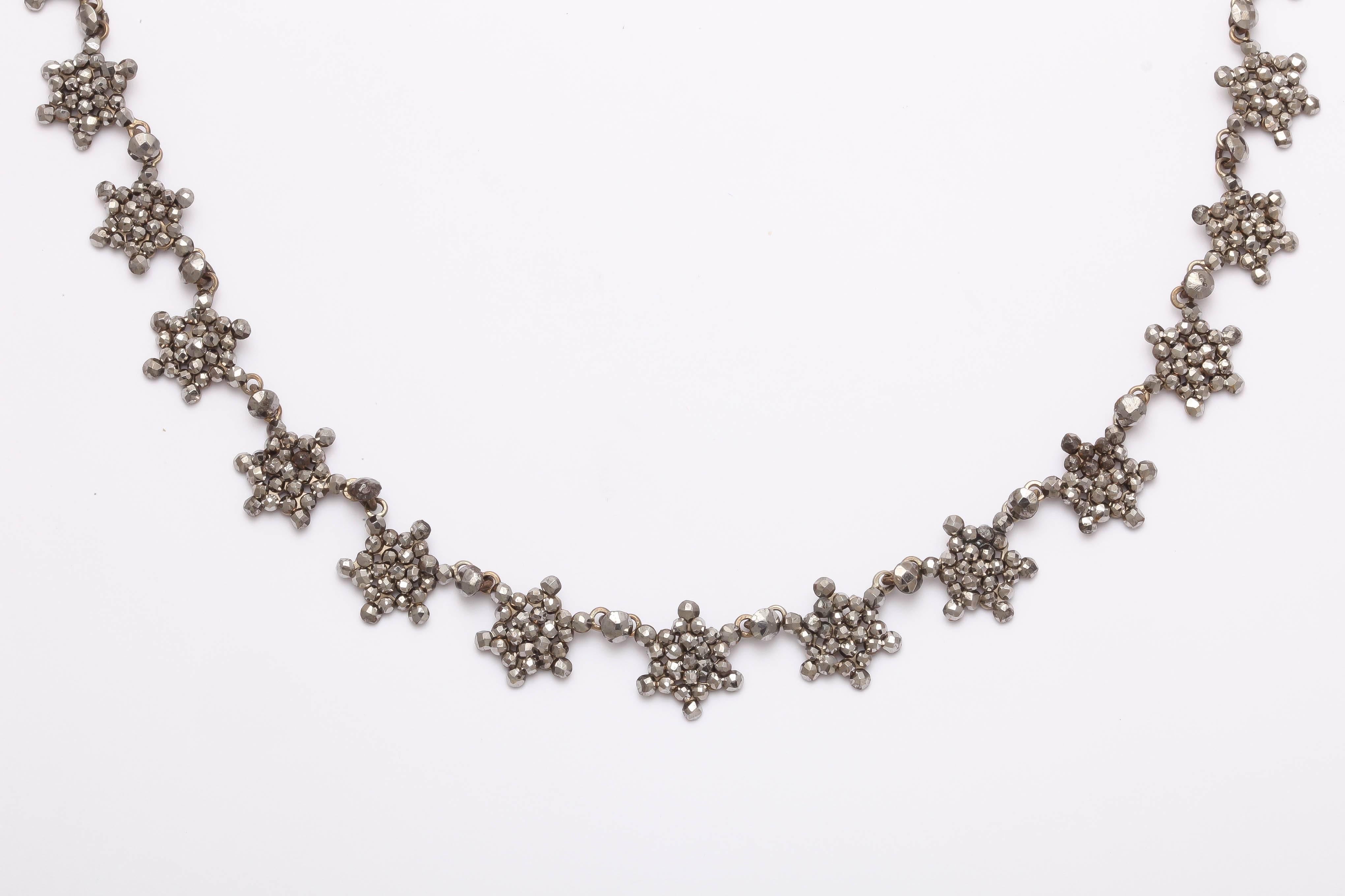 Antique Georgian Cut Steel Star Necklace In Excellent Condition In Stamford, CT