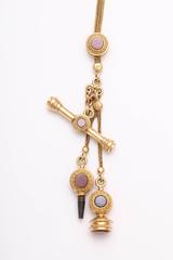 Victorian Slide Chain with Fobs and Keys 18 kt