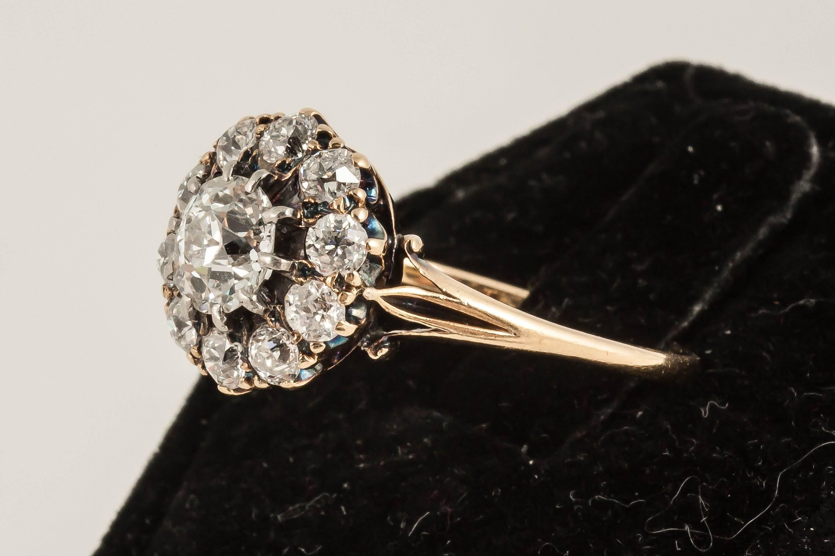 Stunning Victorian Diamond cluster ring For Sale 1