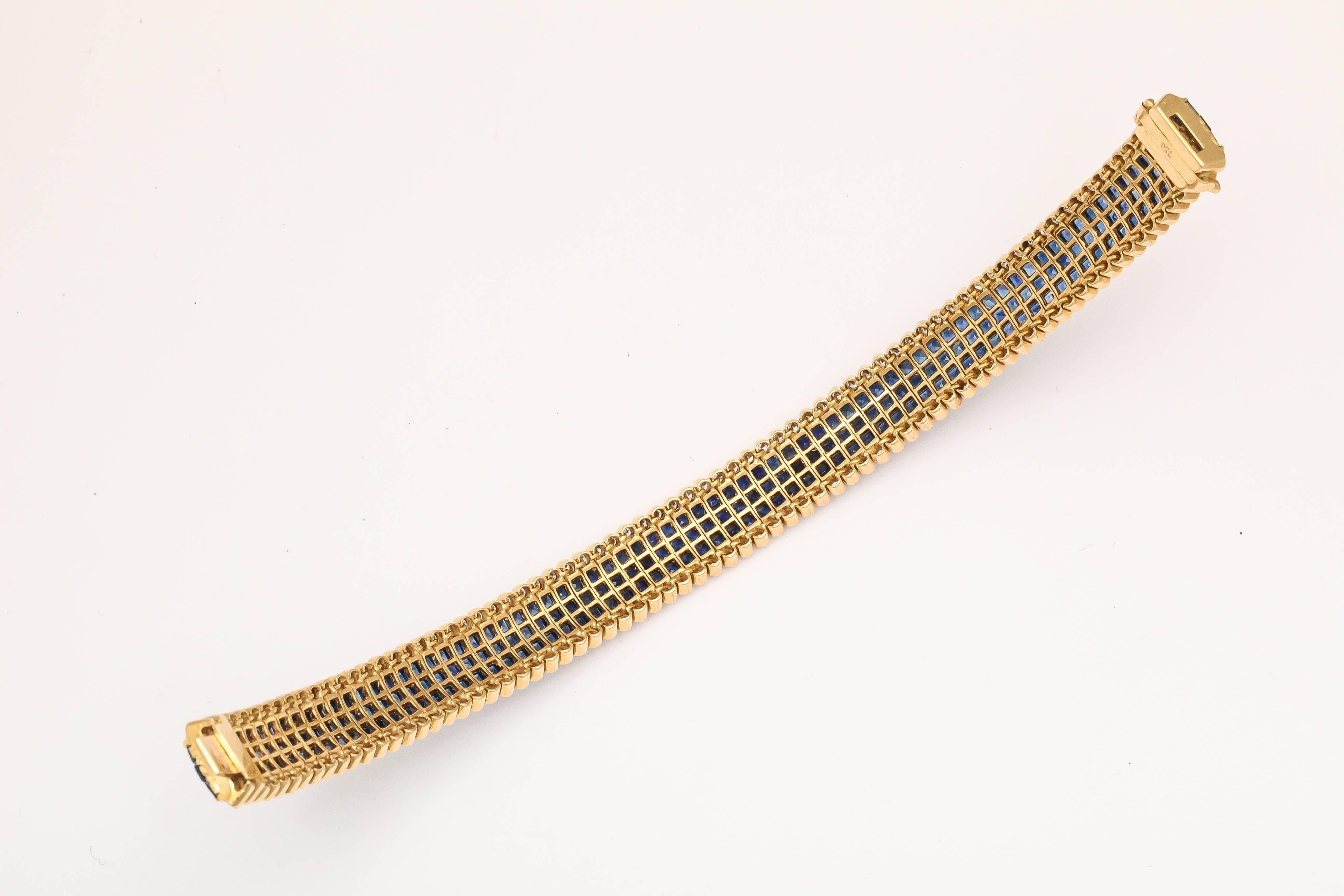 Flexible Sapphire Diamond Gold Tennis Bracelet 1