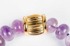 Genuine Amethyst Rondelle Shaped Beads with Magnetic Clasp
