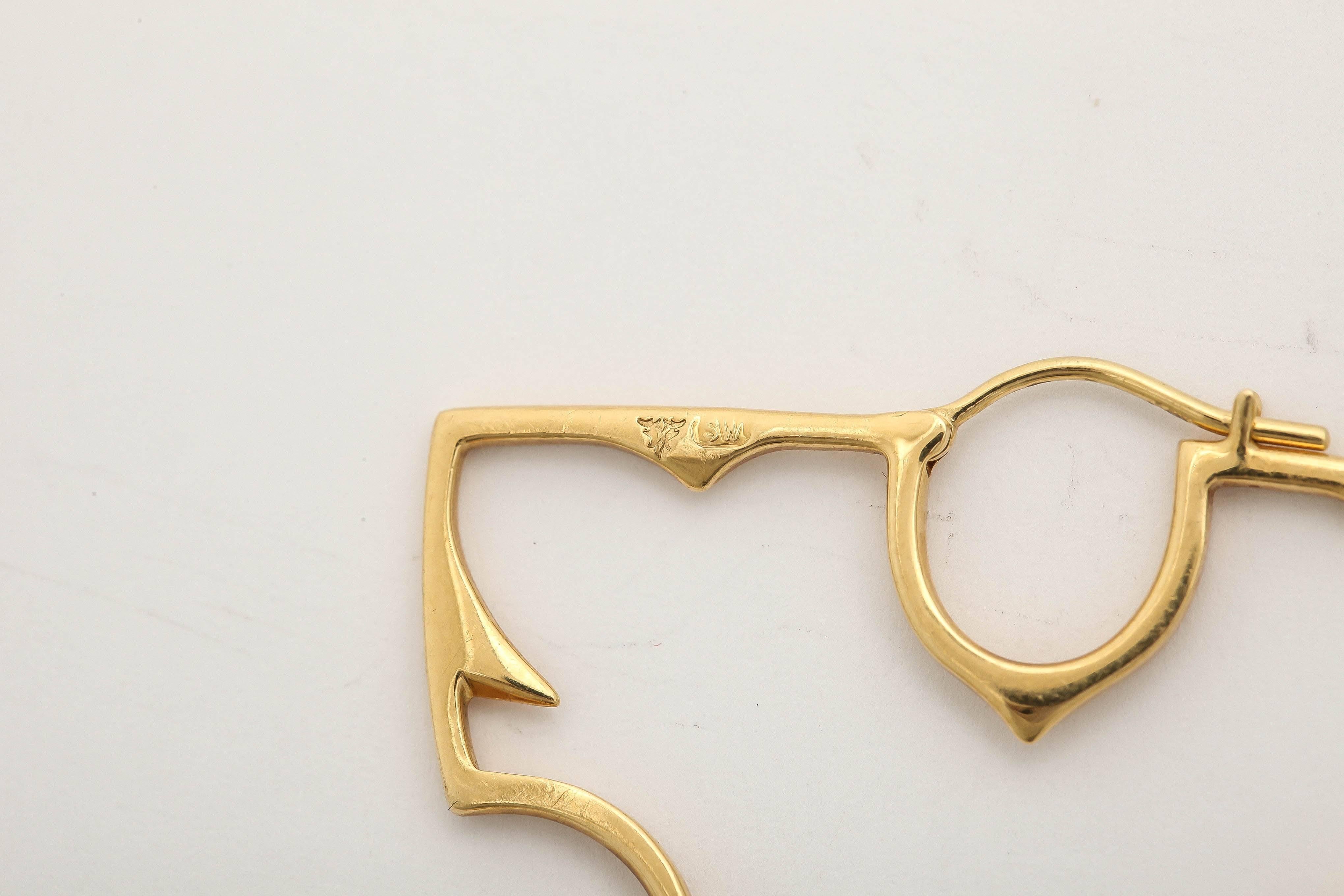 1970s Gold Large Jig-Saw Puzzle Fashionable Gold Hoop Pierced Earrings In Excellent Condition For Sale In New York, NY