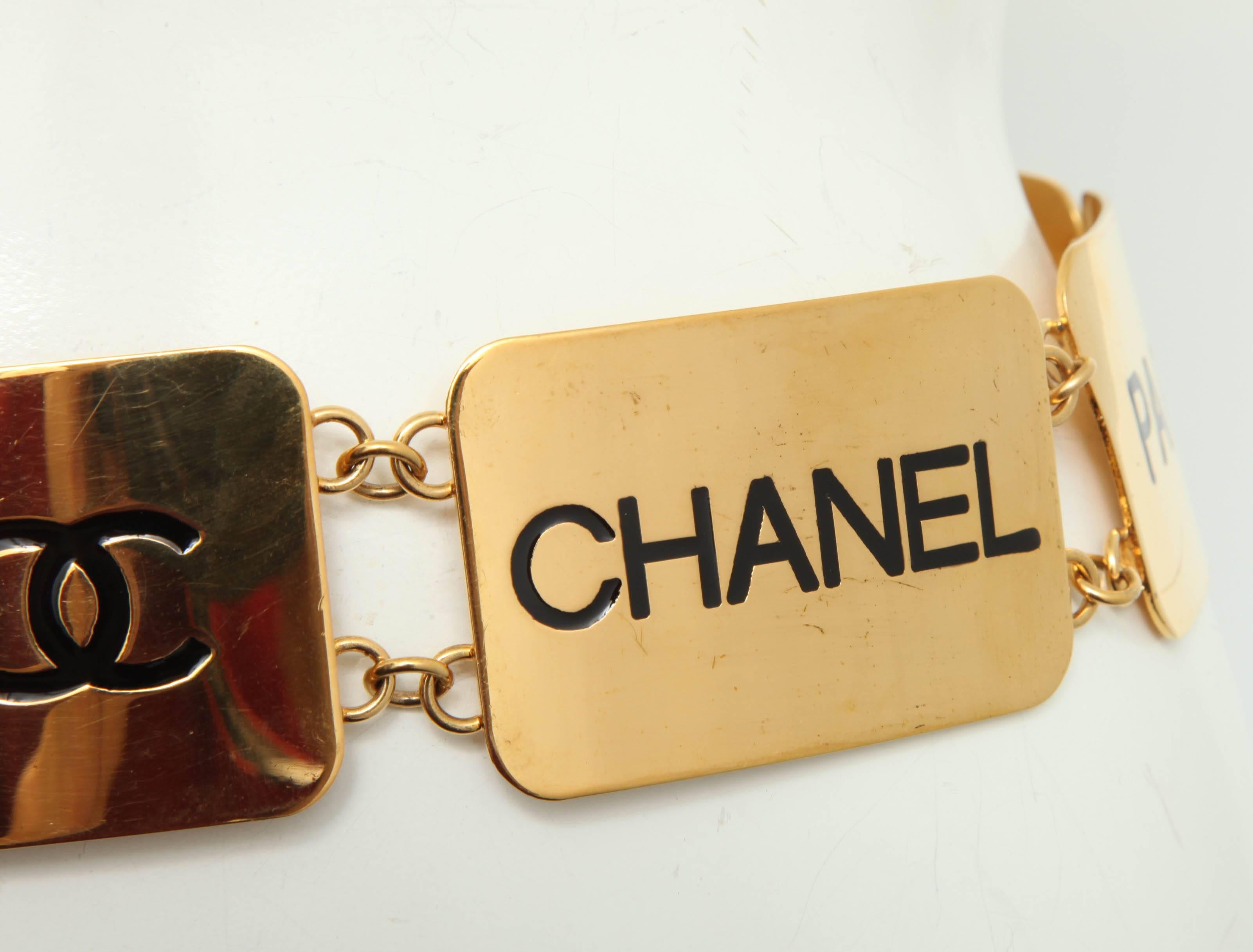Beige Chanel Vintage COCO Plate Belt For Sale