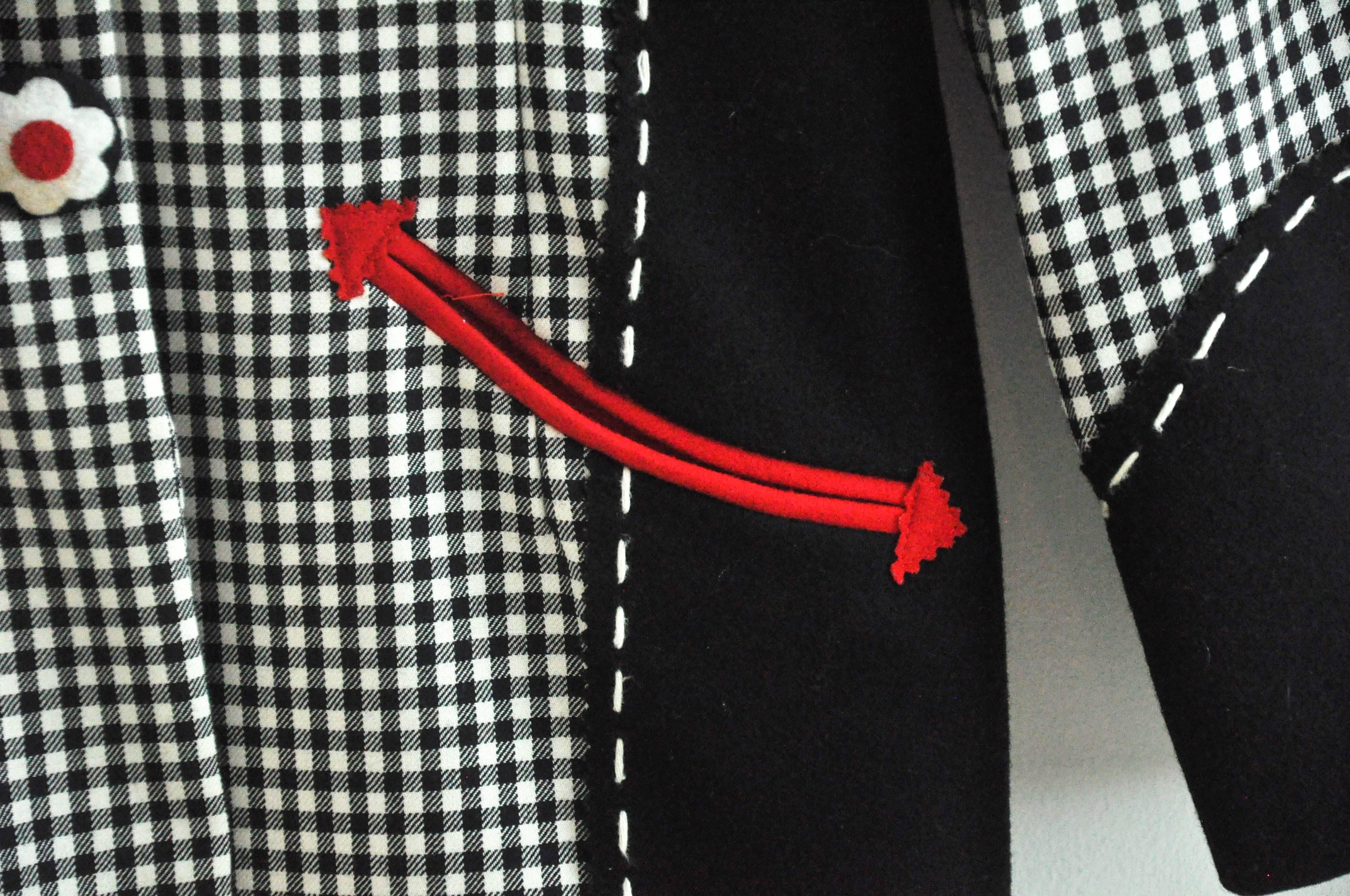 1990s Moschino Red Hearts Wool Jacket In Good Condition For Sale In Winnetka, IL