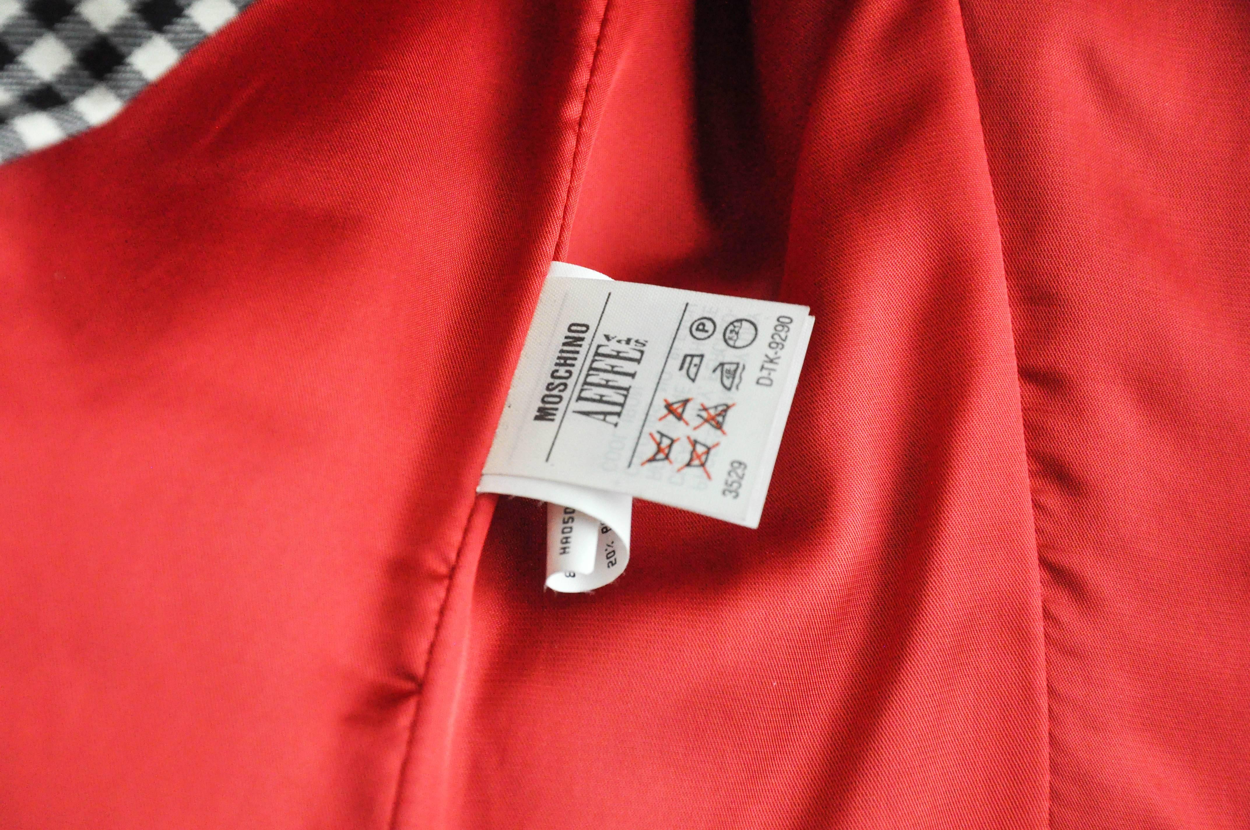 1990s Moschino Red Hearts Wool Jacket  For Sale 4