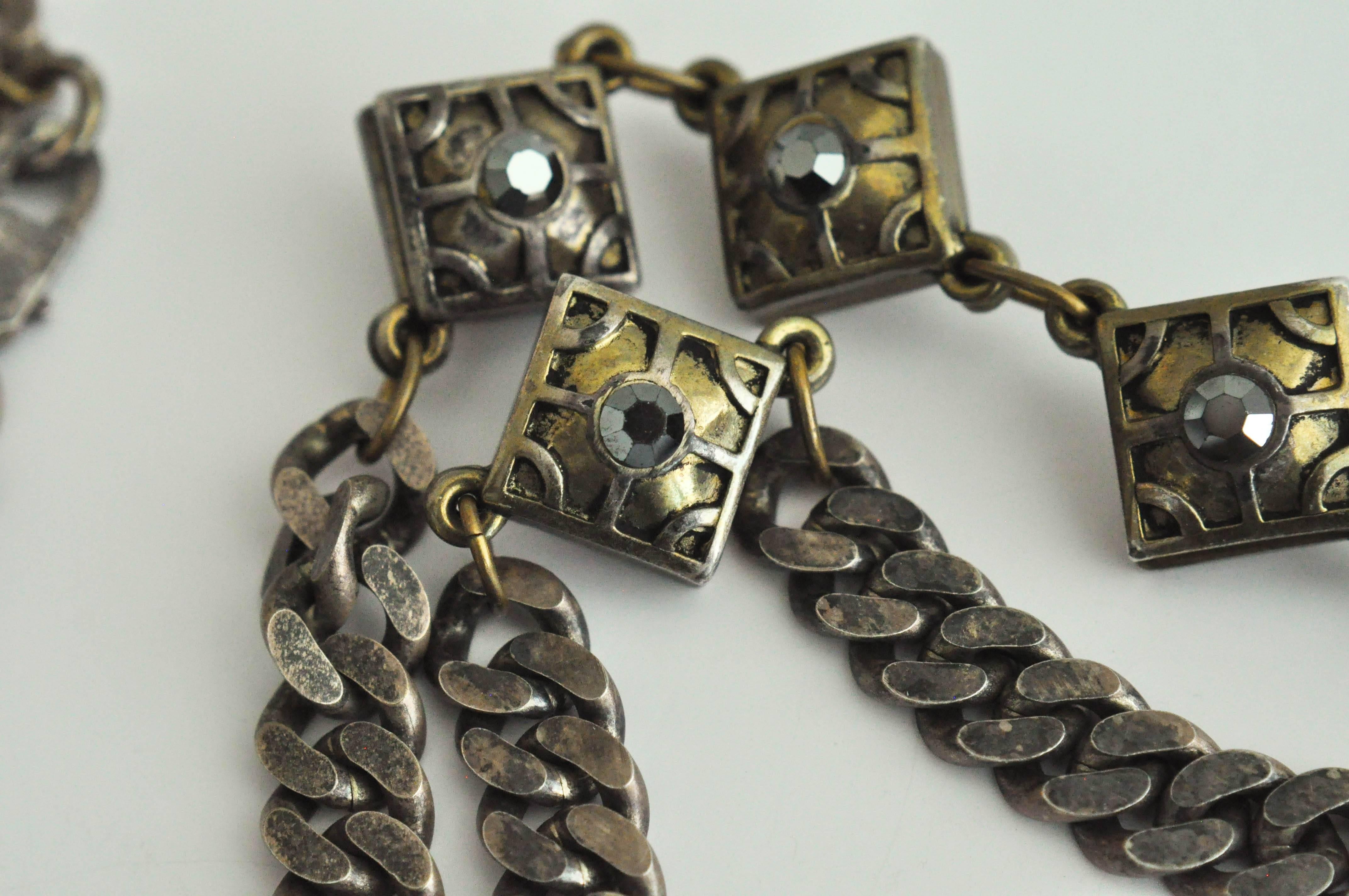  Jean Paul Gaultier Chain Necklace w/Jeweled Medallions, 1990s  For Sale 1