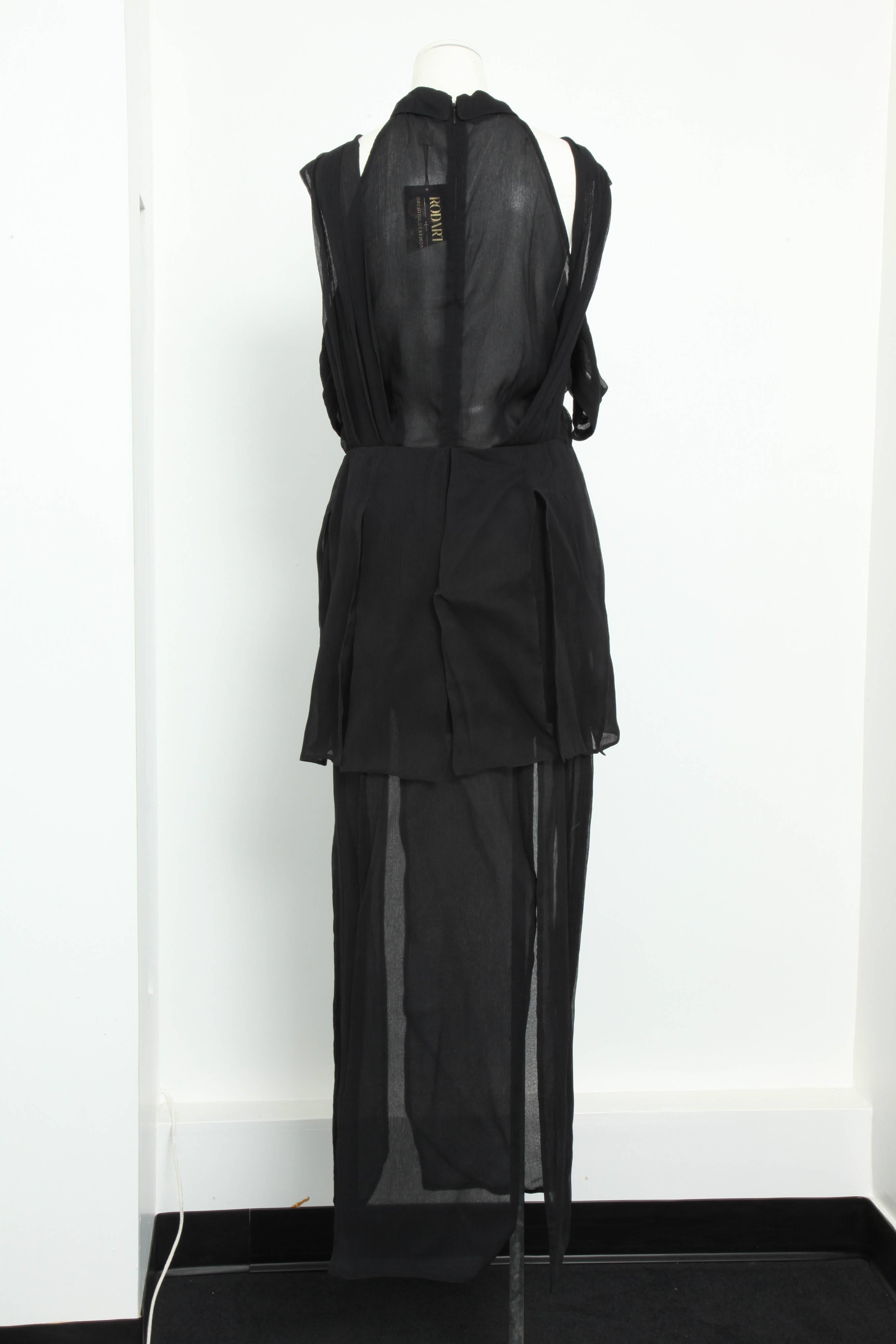 Rodarte Black See-Through Chiffon Gown Dress In New Condition For Sale In Chicago, IL