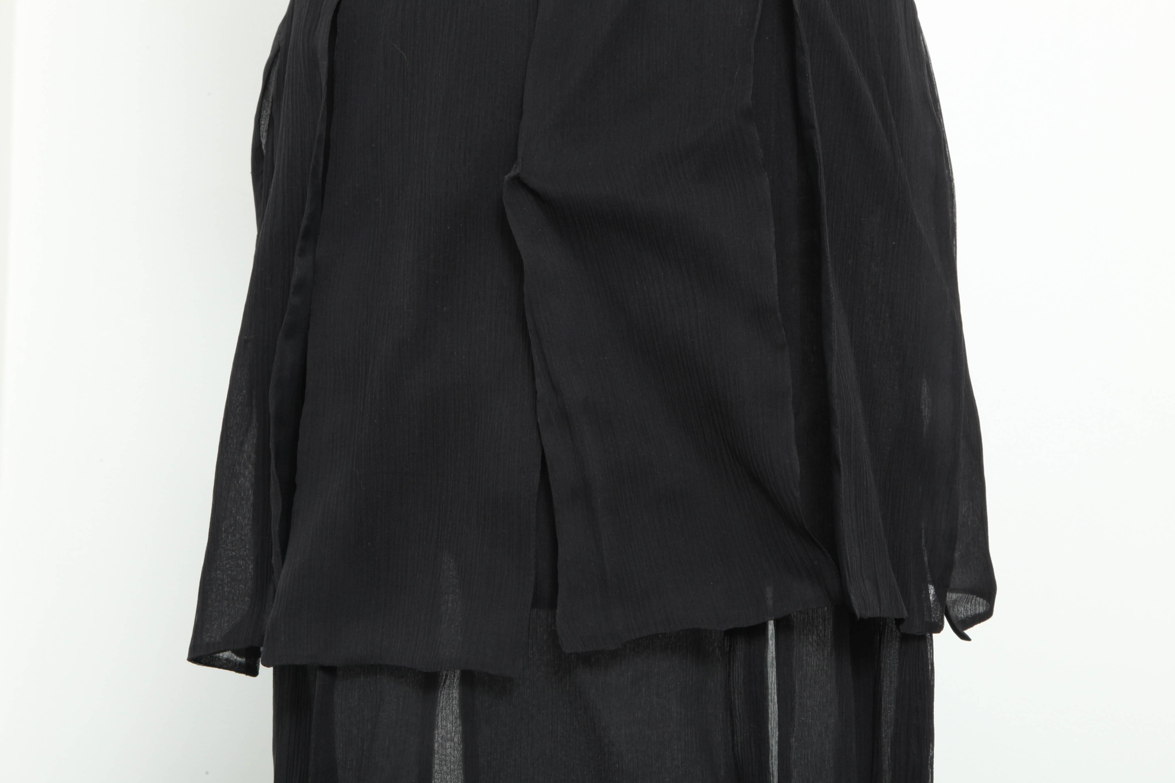 Rodarte Black See-Through Chiffon Gown Dress For Sale 1