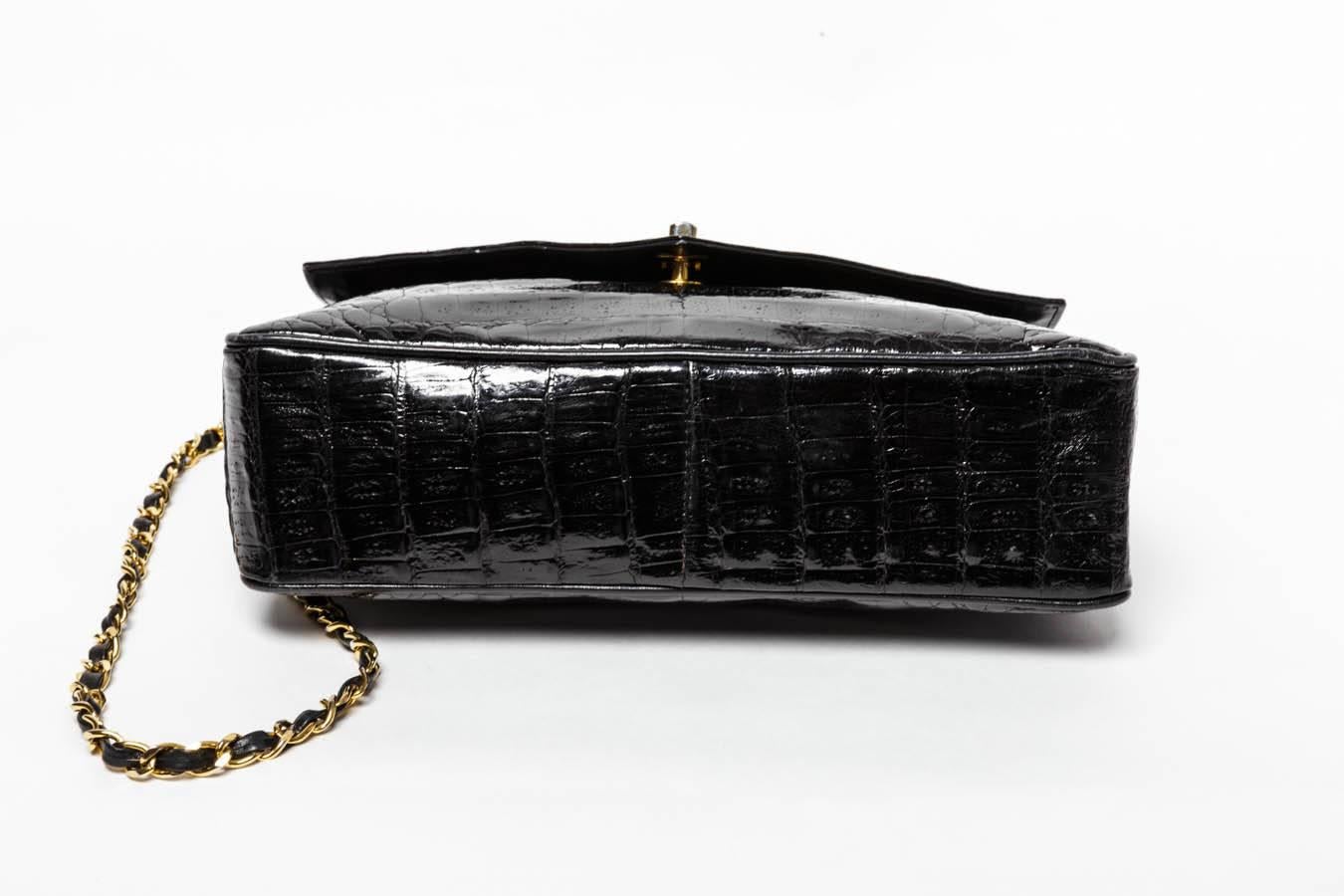 Women's Chanel Vintage Black Crocodile Flap Bag