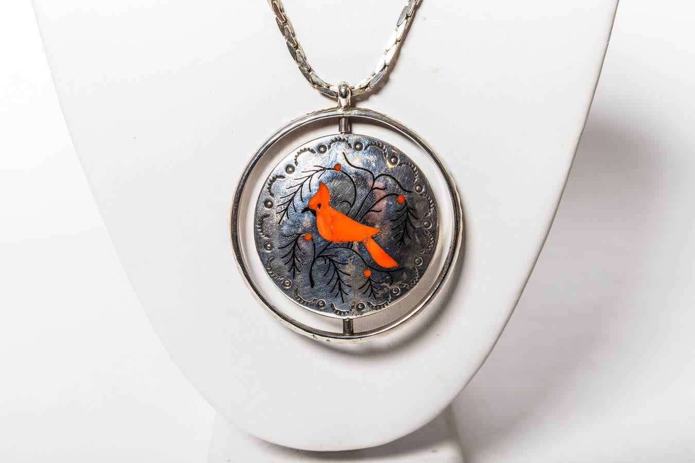 Vintage Jake Livingston Zuni Spinner Pendant 2