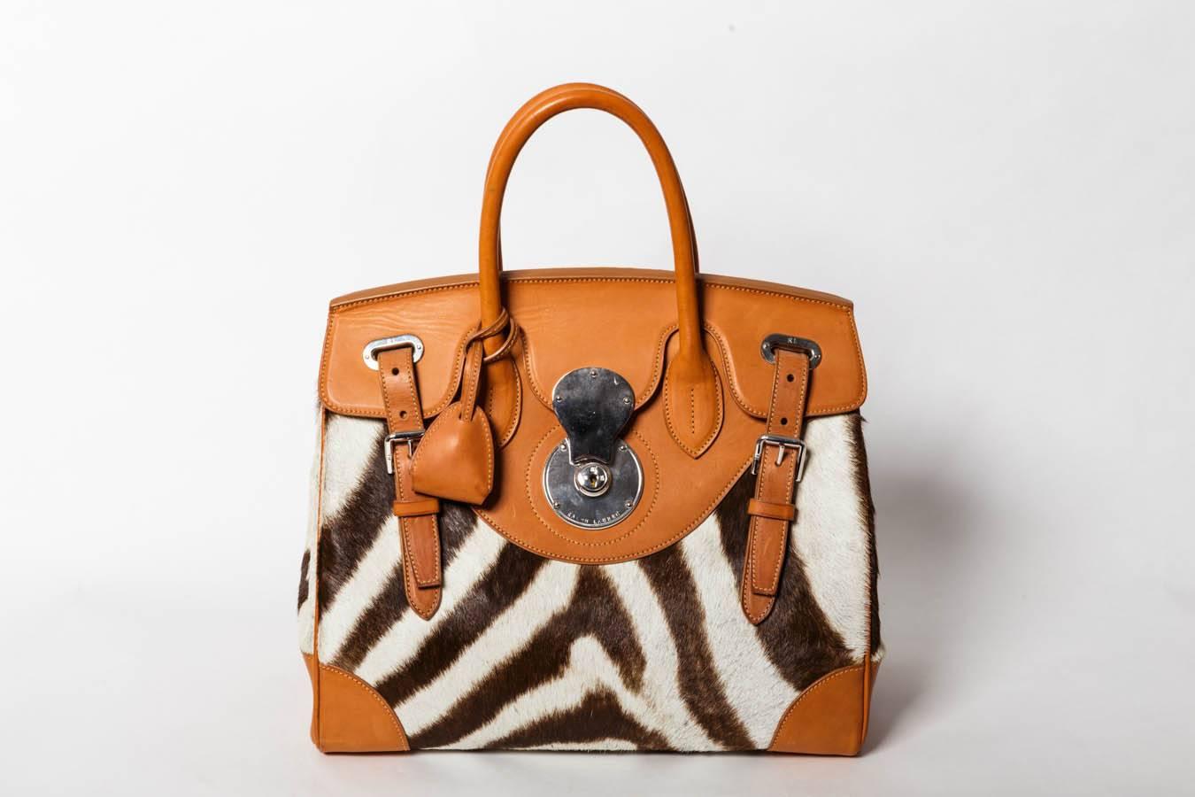 Women's Ralph Lauren Zebra Print Calf Hair Ricky Bag 33