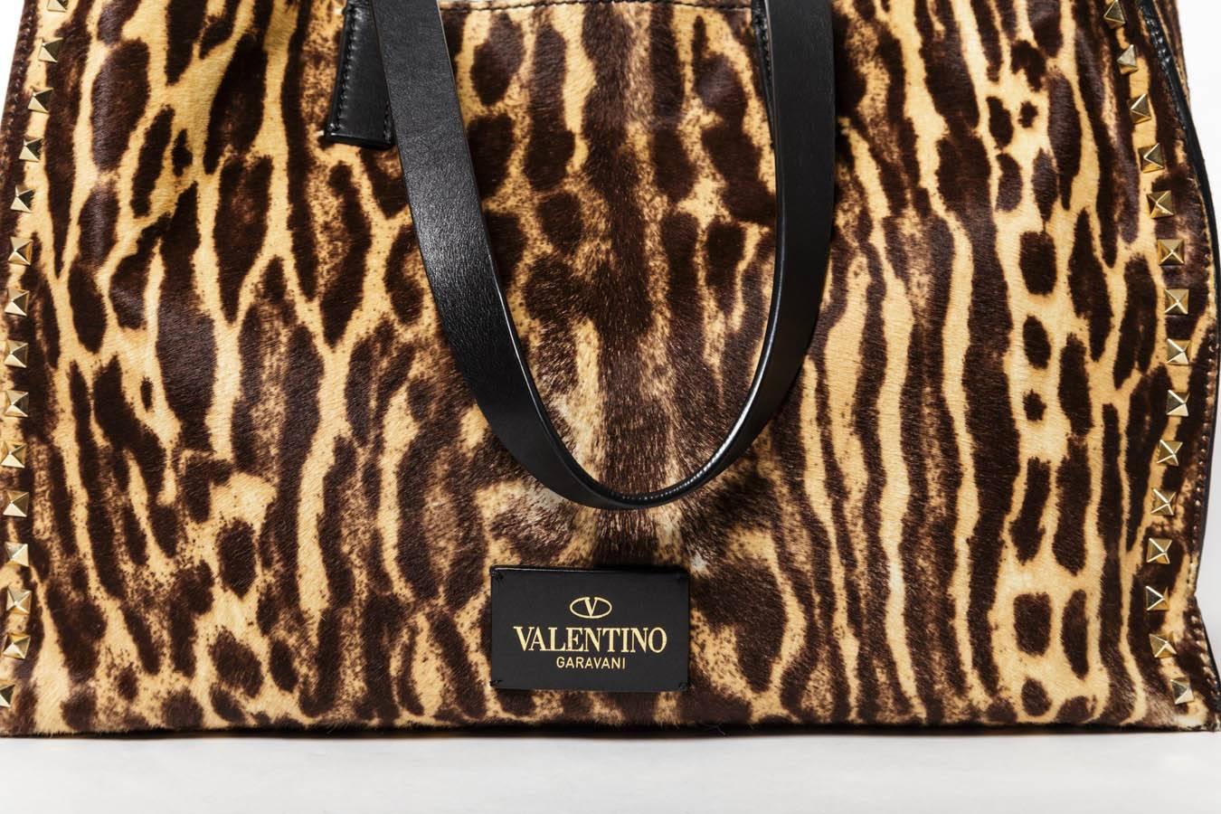 Women's Valentino Rockstud Calf Hair Shopping Tote Bag