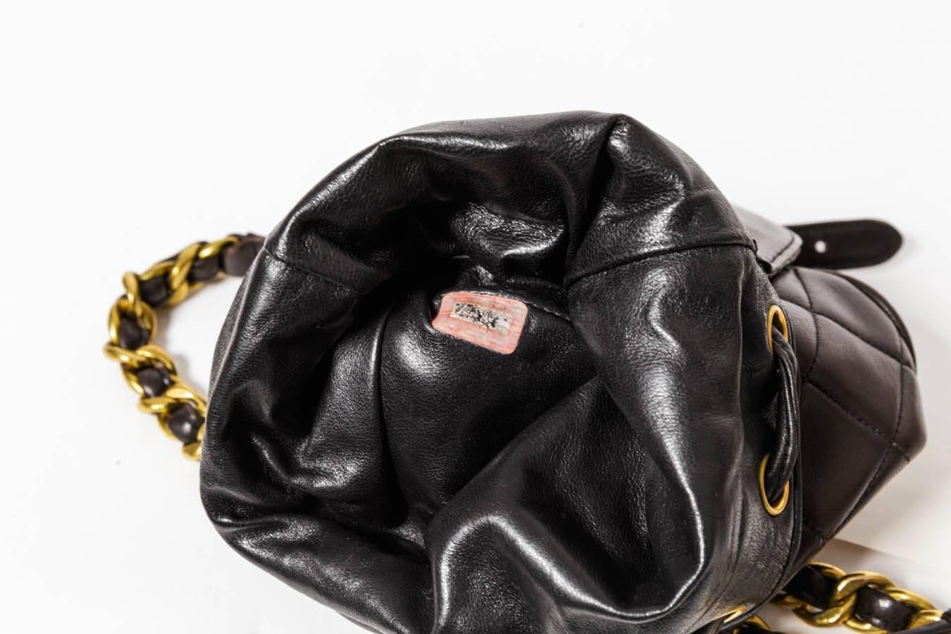 Women's Chanel Vintage Black Quilted Lambskin Leather Mini Backpack Bag