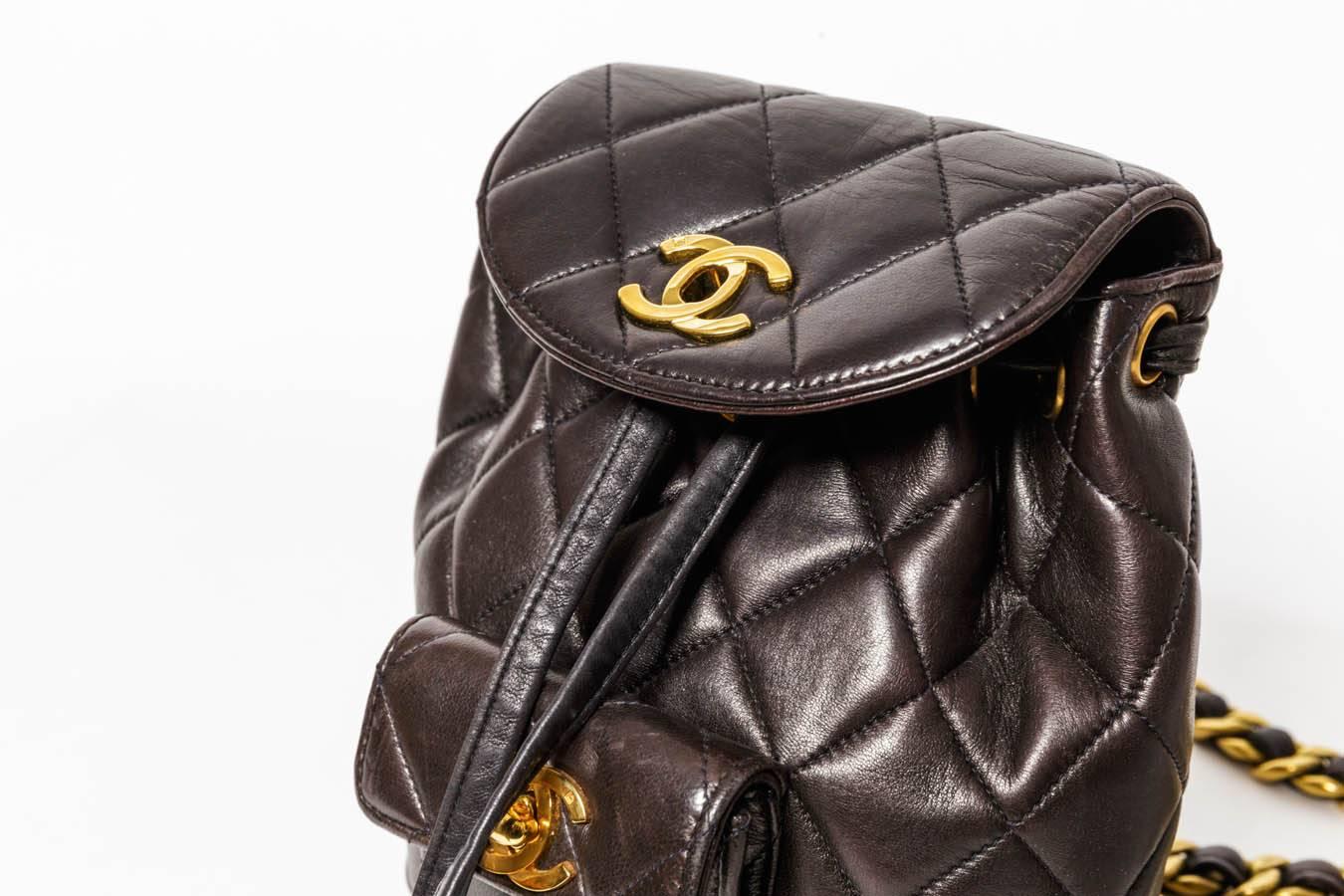 Chanel Vintage Black Quilted Lambskin Leather Mini Backpack Bag 3