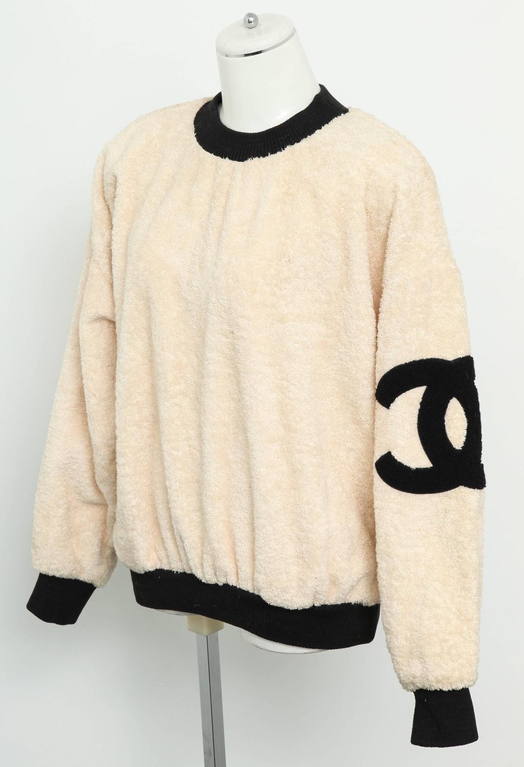 Vintage Chanel Sweat Shirt Sweater with Iconic CC at 1stdibs
