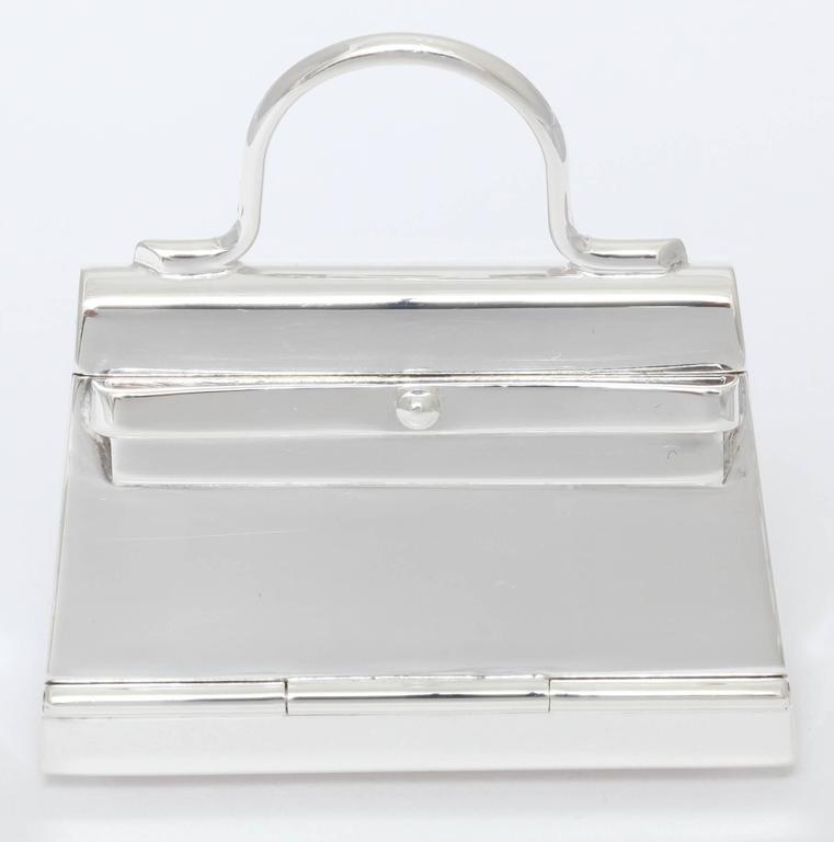 Hermes Silver 925 Kelly Bag Motif Pill Case/Pendant Top Birkin at 1stDibs