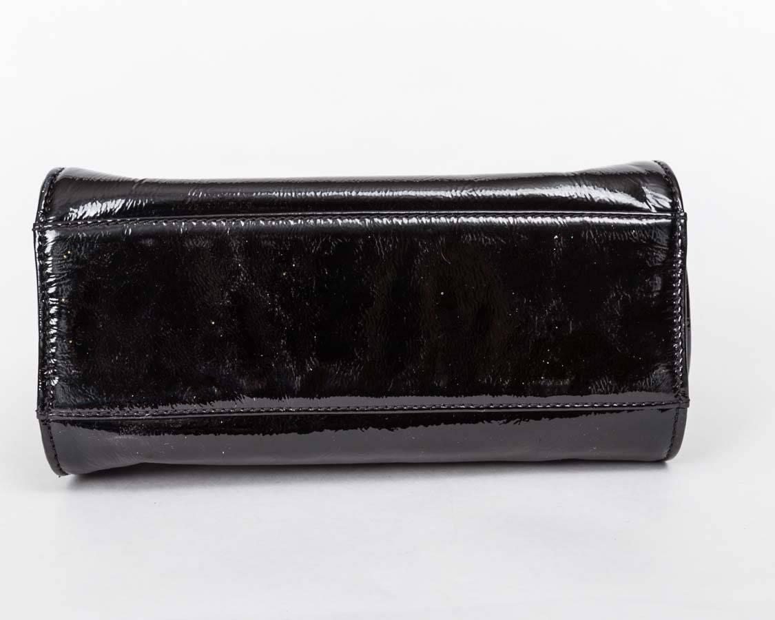 Chanel Black Patent Mademoiselle Lock Convertible Clutch Bag  3