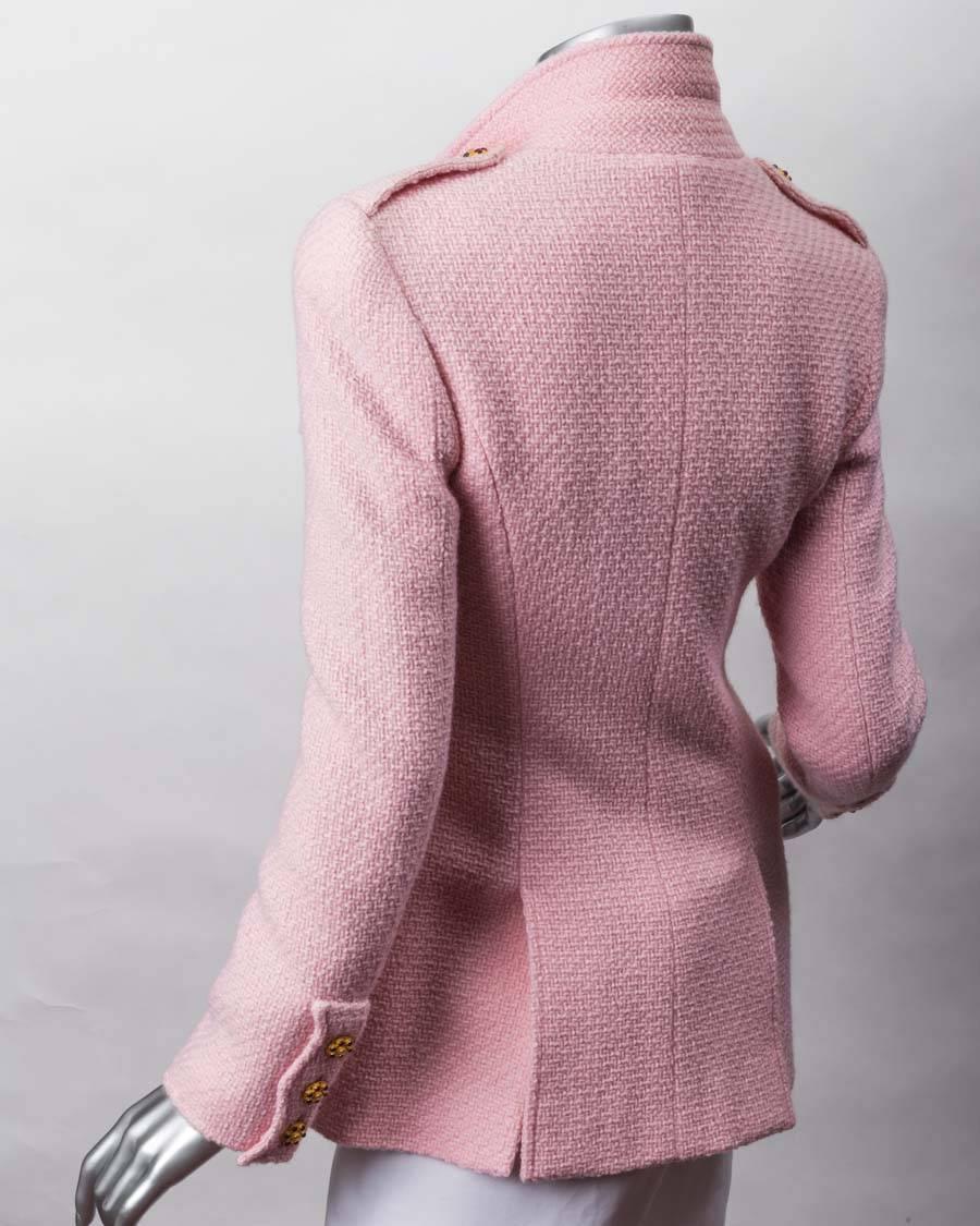 pink coat gold buttons