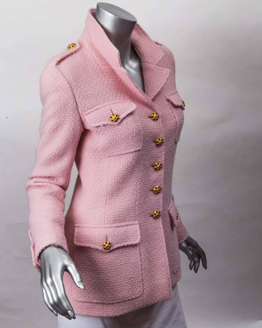 Beige Chanel Pink  Wool Jacket with 