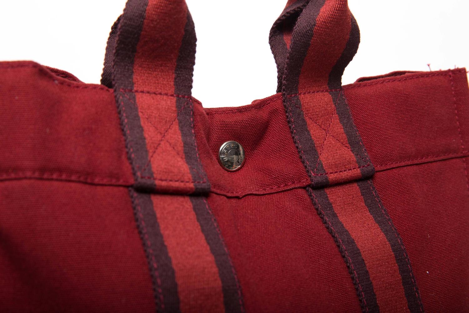 Hermes Navy Red and Navy Canvas Fourre Tout PM Tote Bag For Sale ...