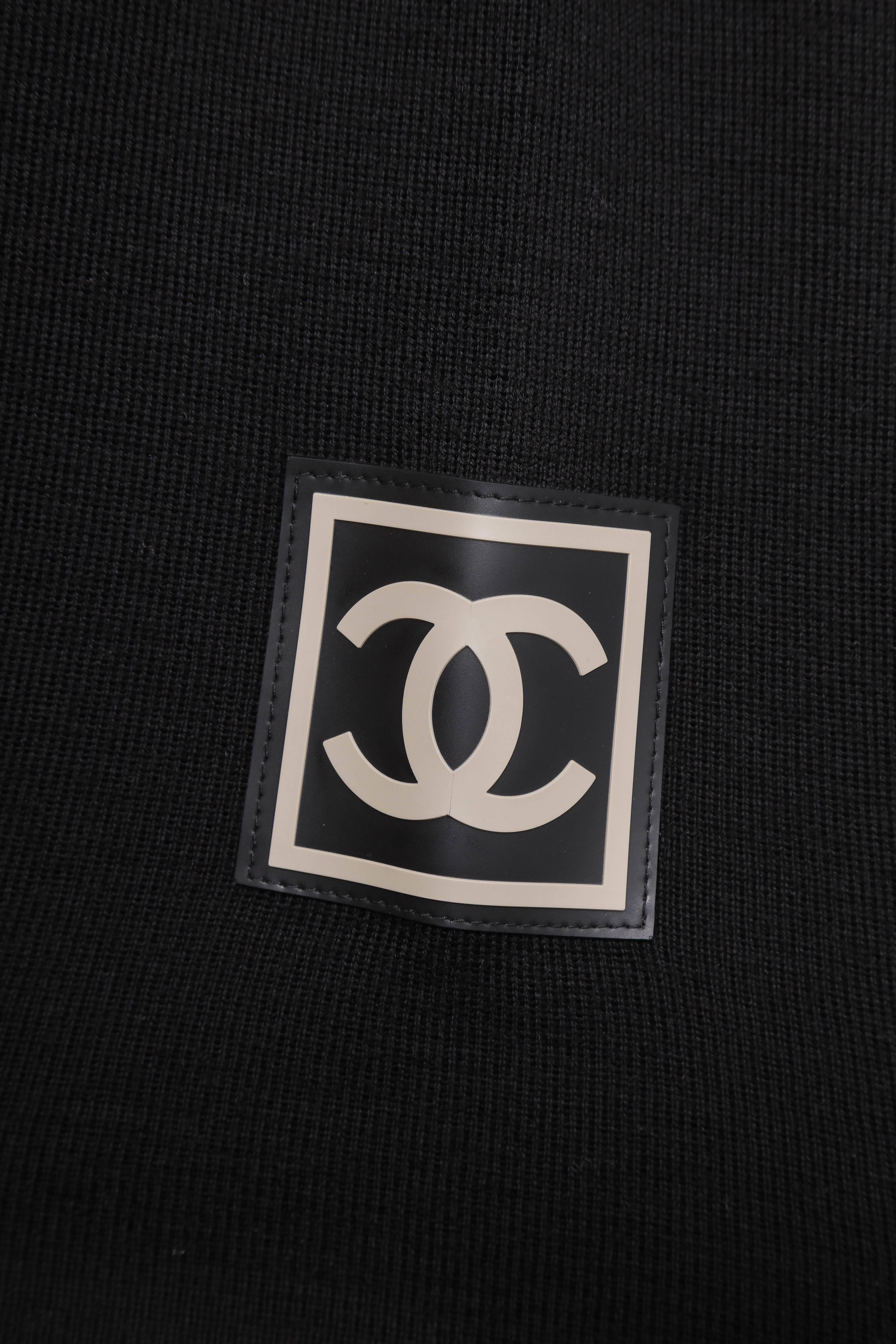 Women's or Men's Chanel Black Knit Hoodie with CC 