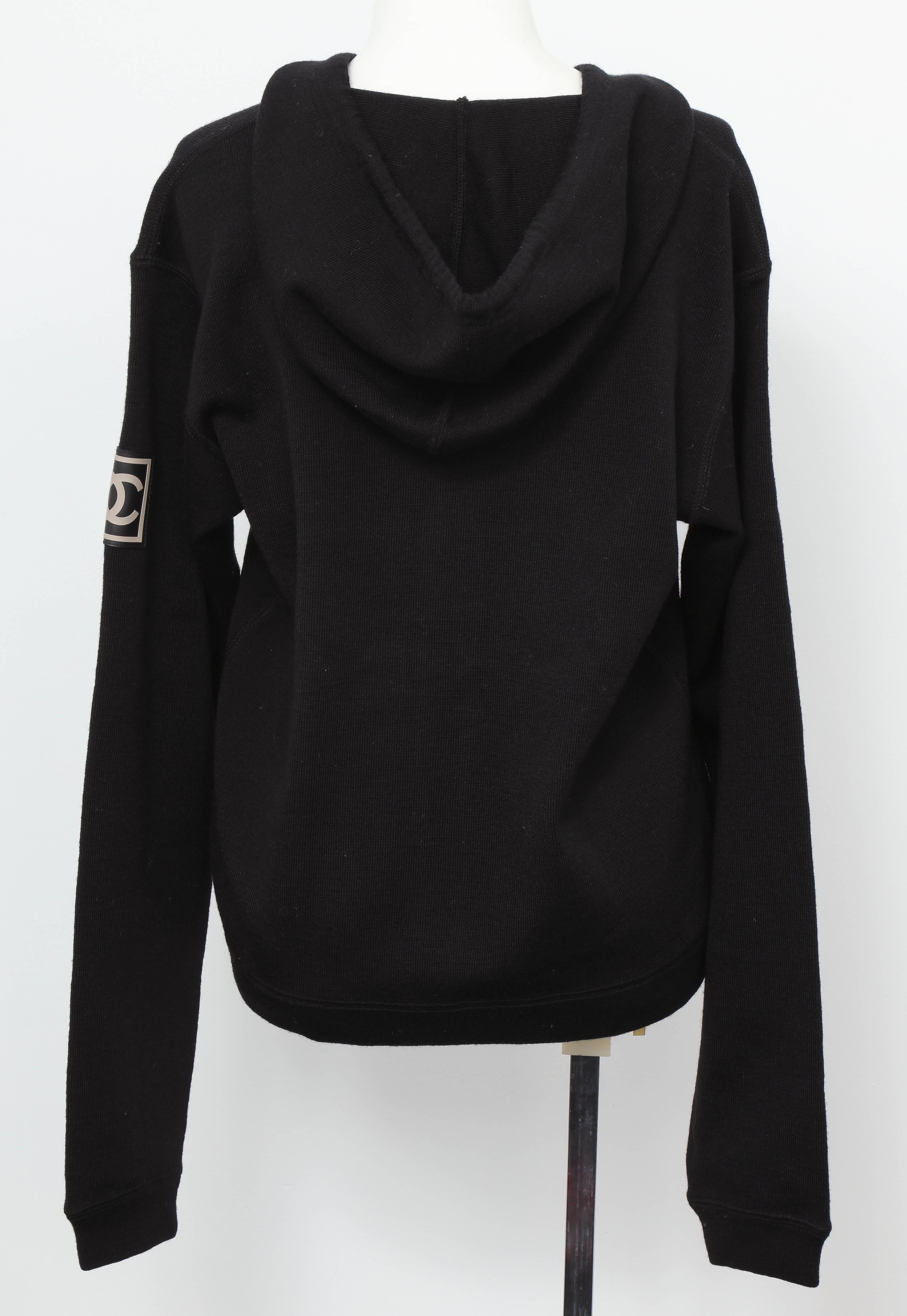 Chanel Black Knit Hoodie with CC  1