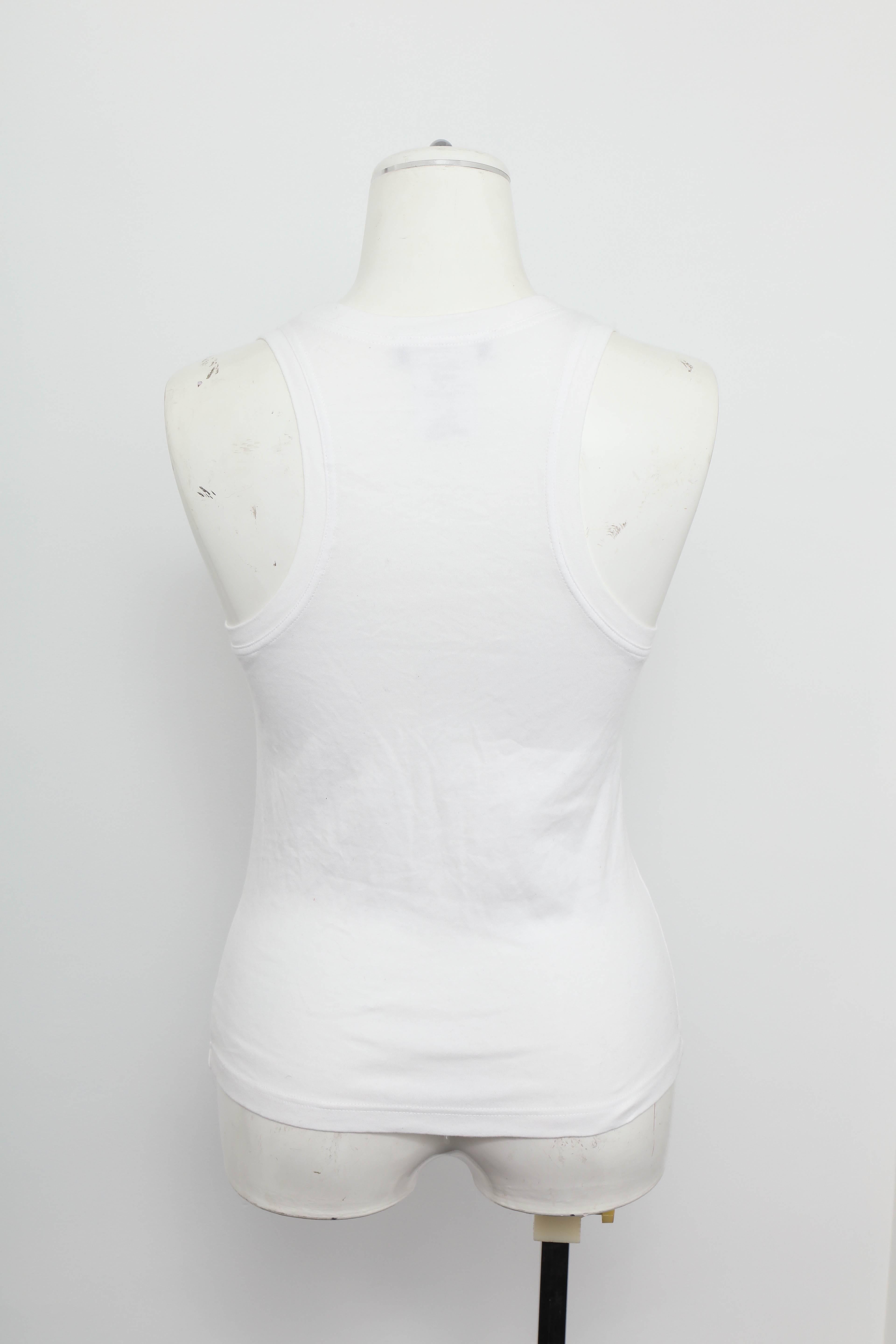 Gray Christian Dior by John Galliano Peace Tank Top T-shirt with Rhinestones