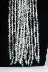 Clear crystal and green bead tassle sautoir necklace